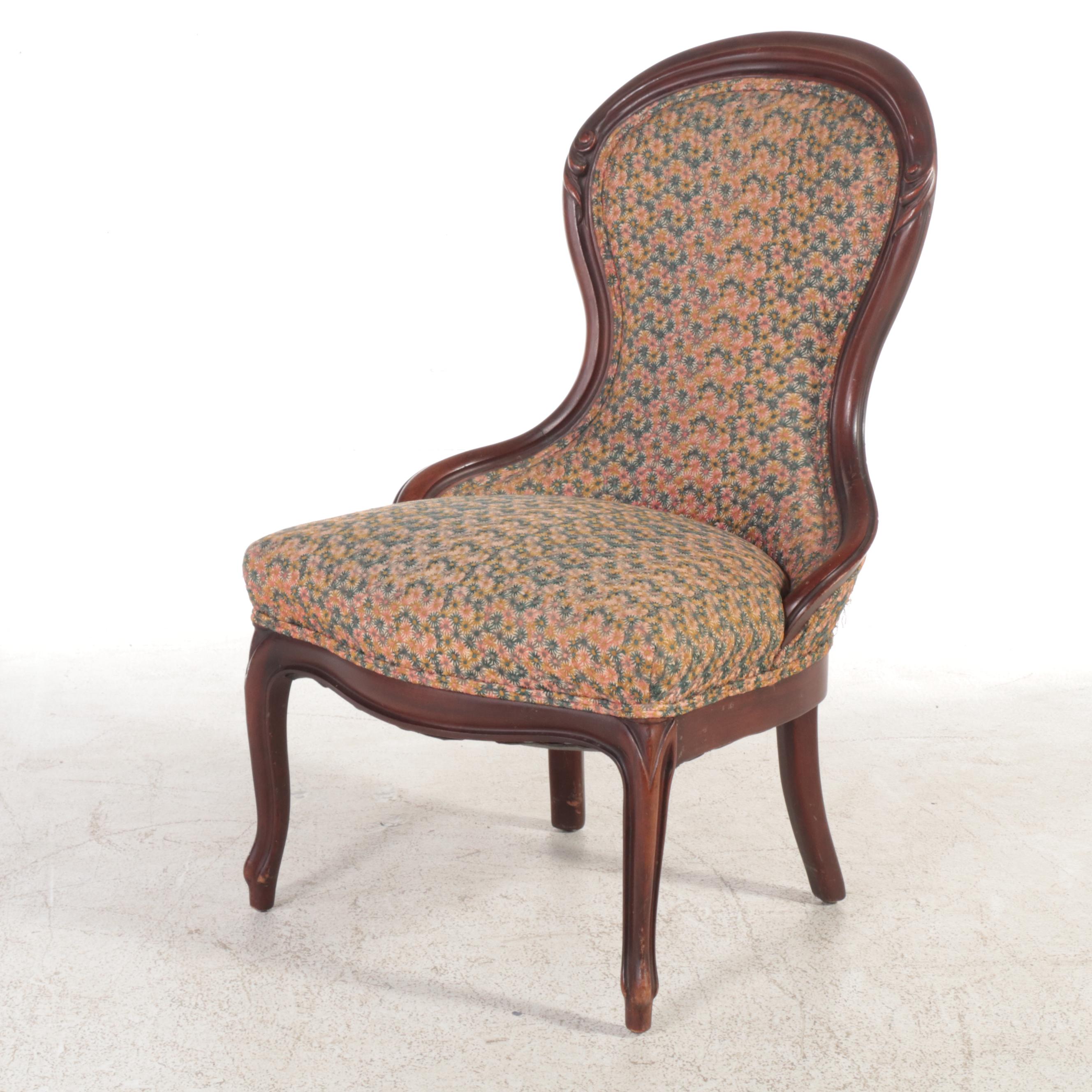 Rococo Revival Walnut and Crewel-Embroidered Parlor Chairs, Late 19th Century