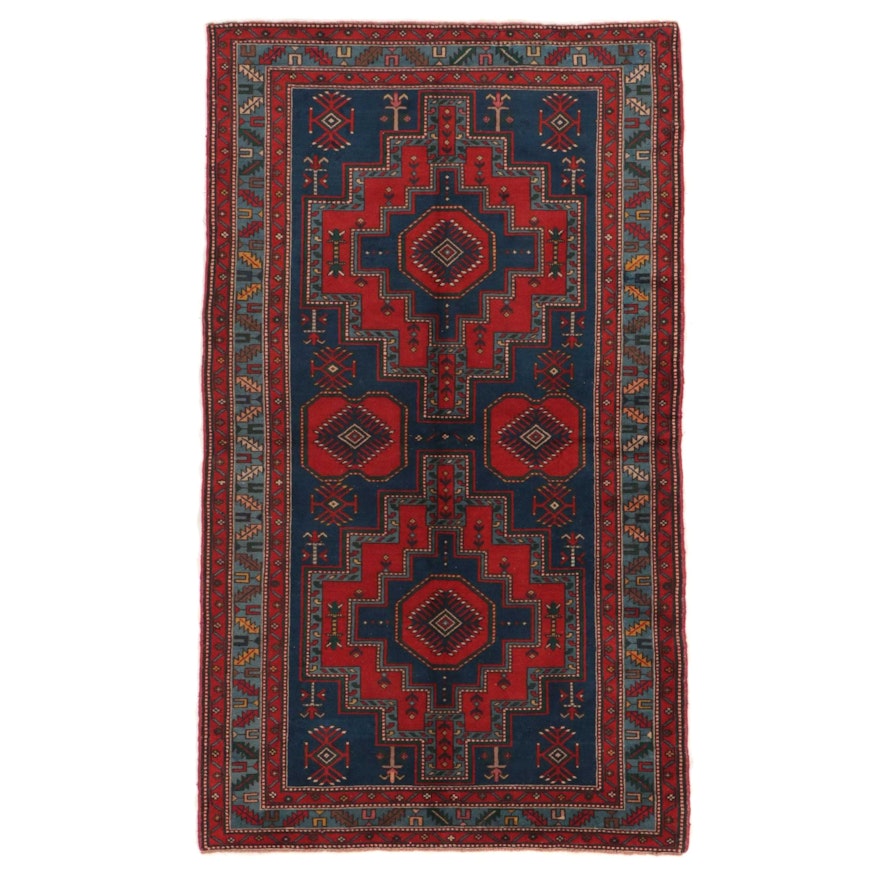 4'3 x 6'8 Hand-Knotted Caucasian Kazak-Style Area Rug