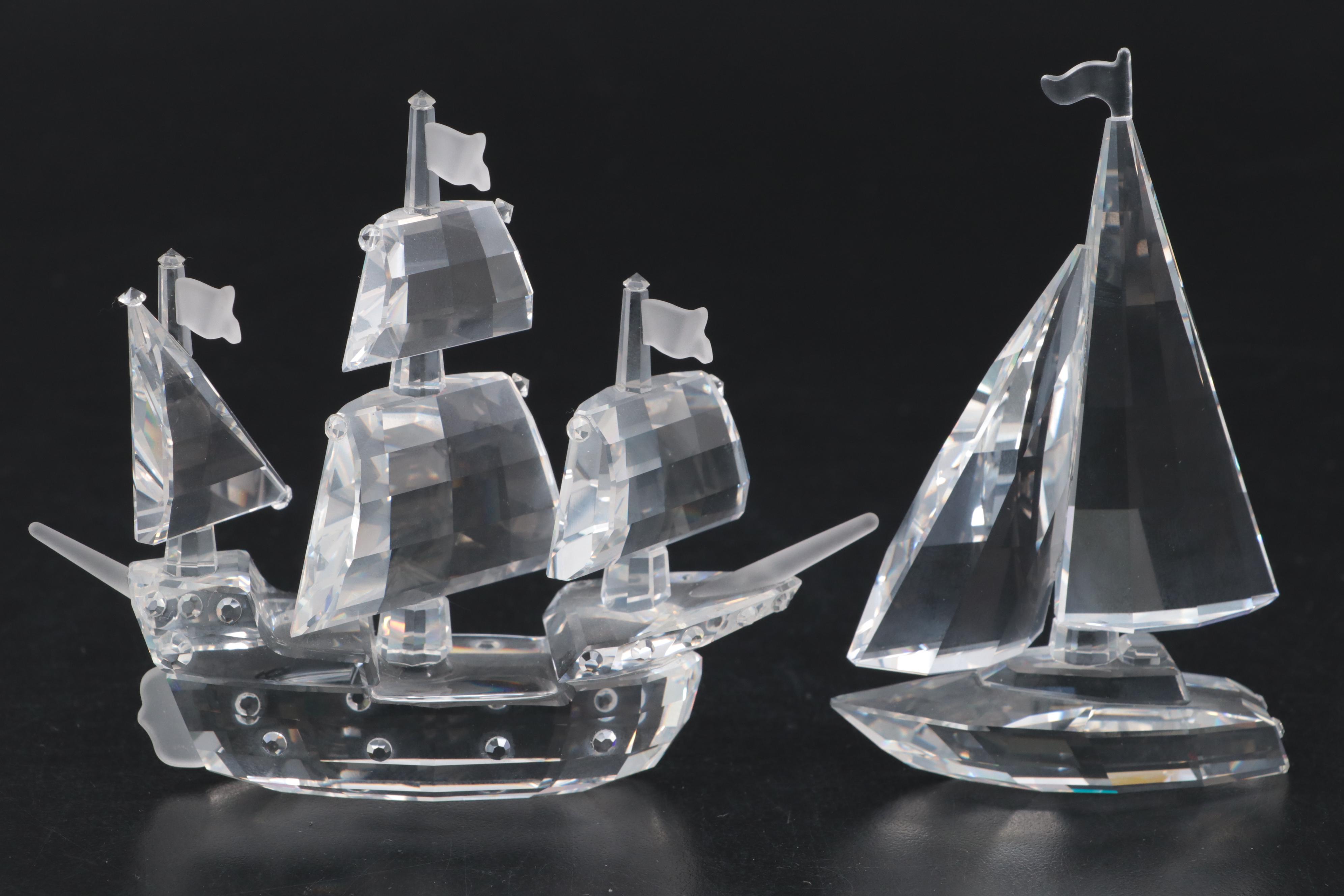 Swarovski Crystal Ships, Plane and Car Figurines