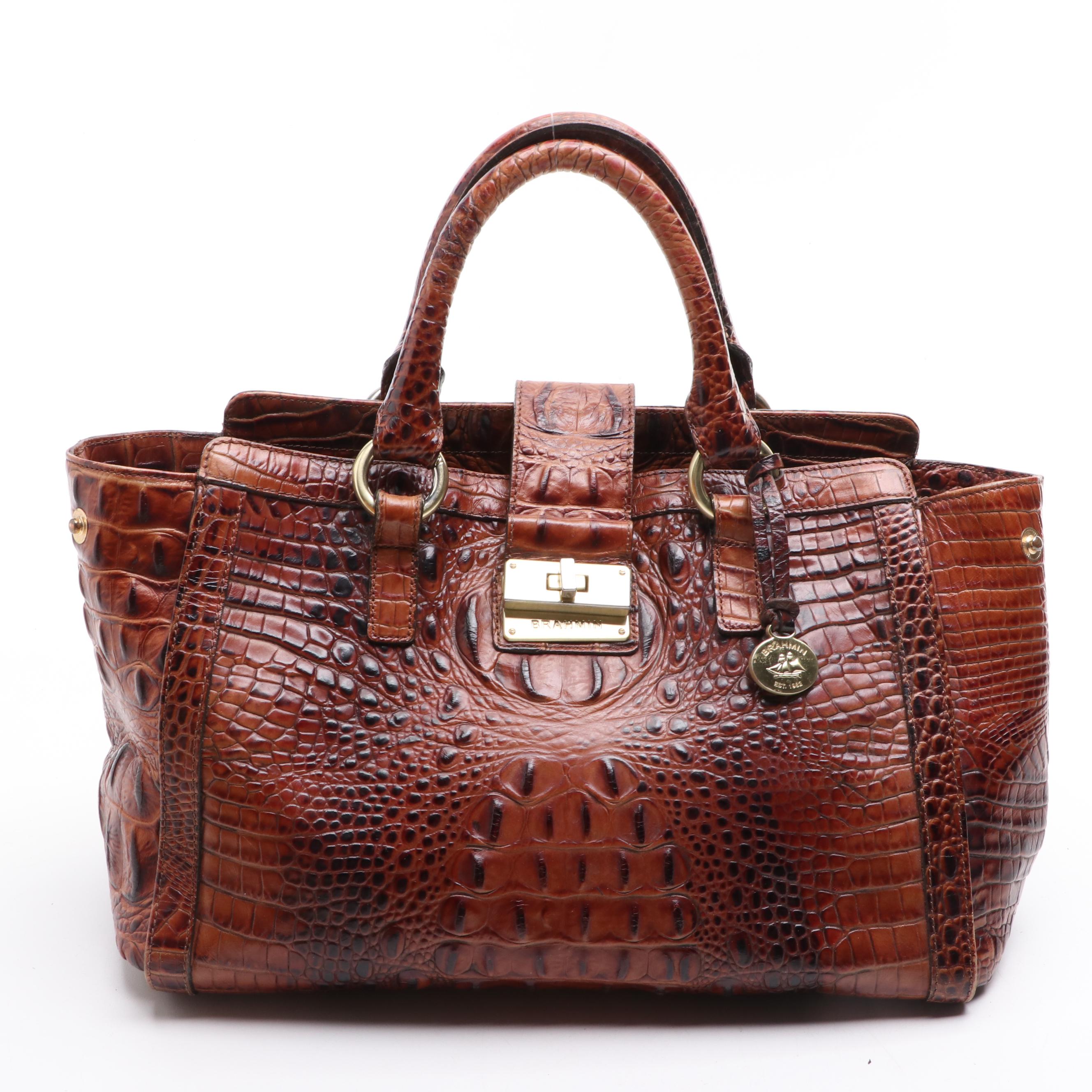 Brahmin Zip Tote and Two-Way Bag in Croc Embossed Leather