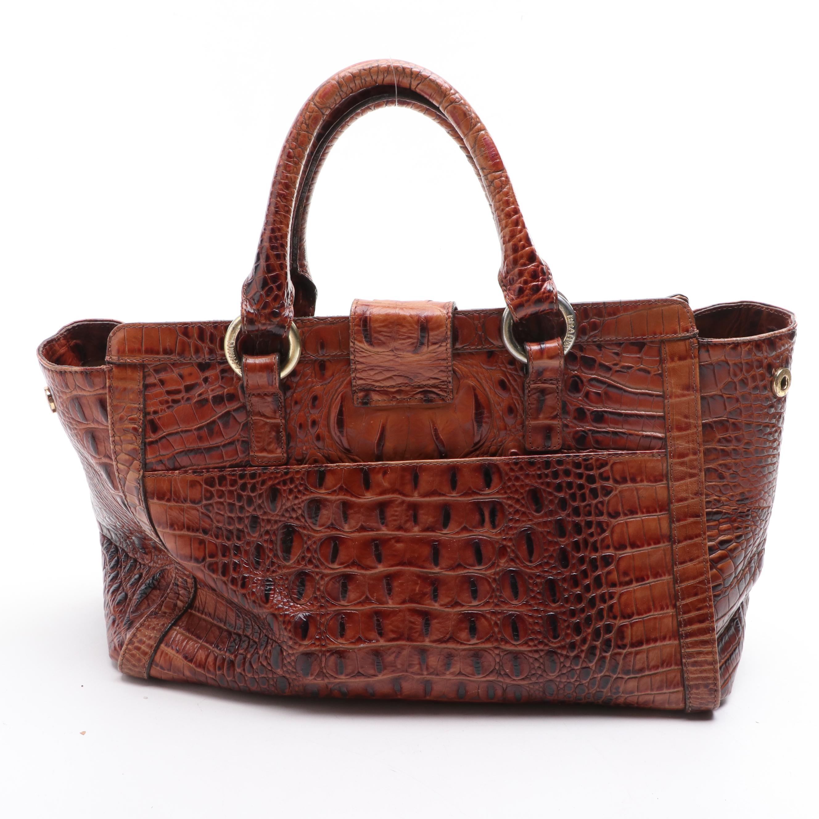 Brahmin Zip Tote and Two-Way Bag in Croc Embossed Leather