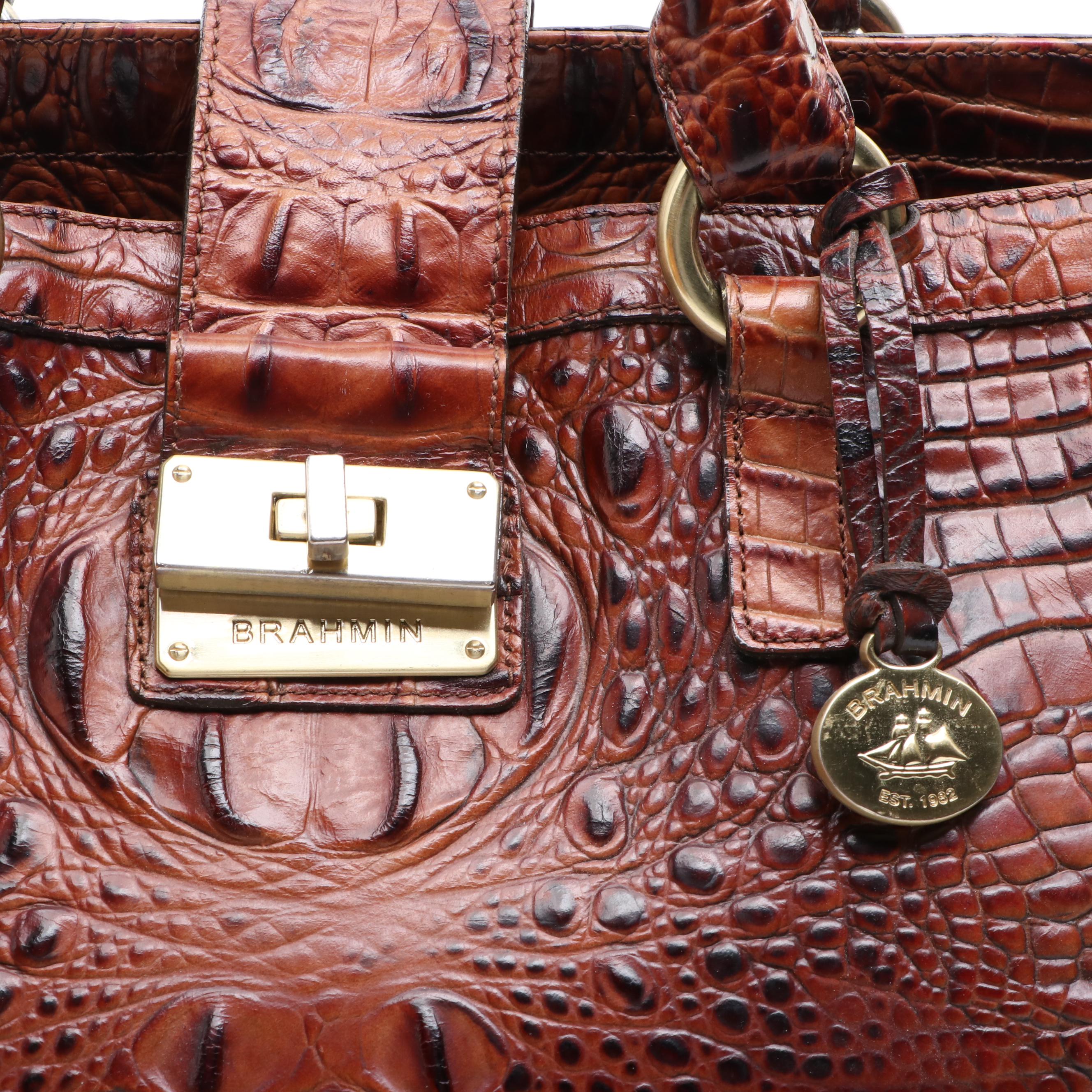 Brahmin Zip Tote and Two-Way Bag in Croc Embossed Leather