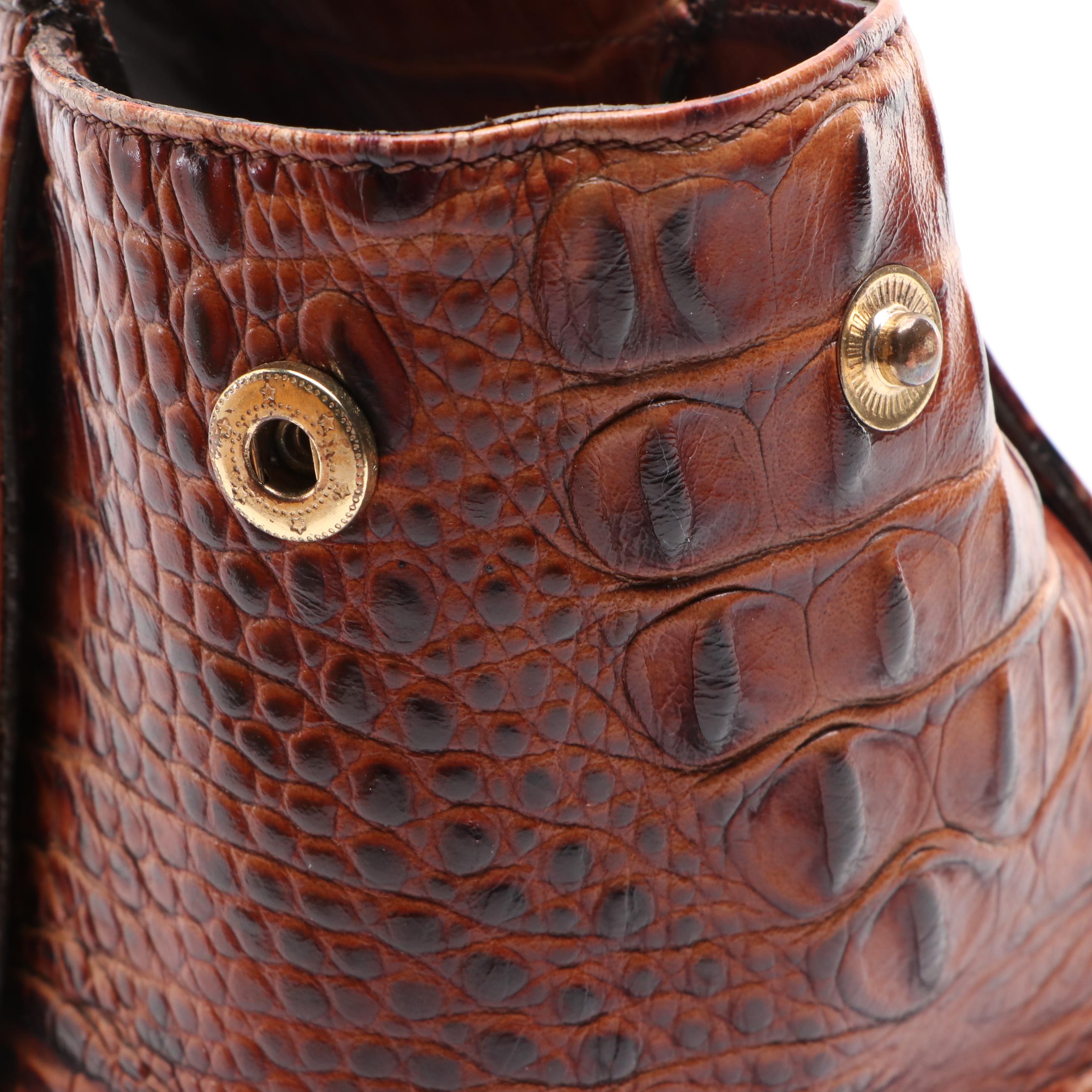 Brahmin Zip Tote and Two-Way Bag in Croc Embossed Leather