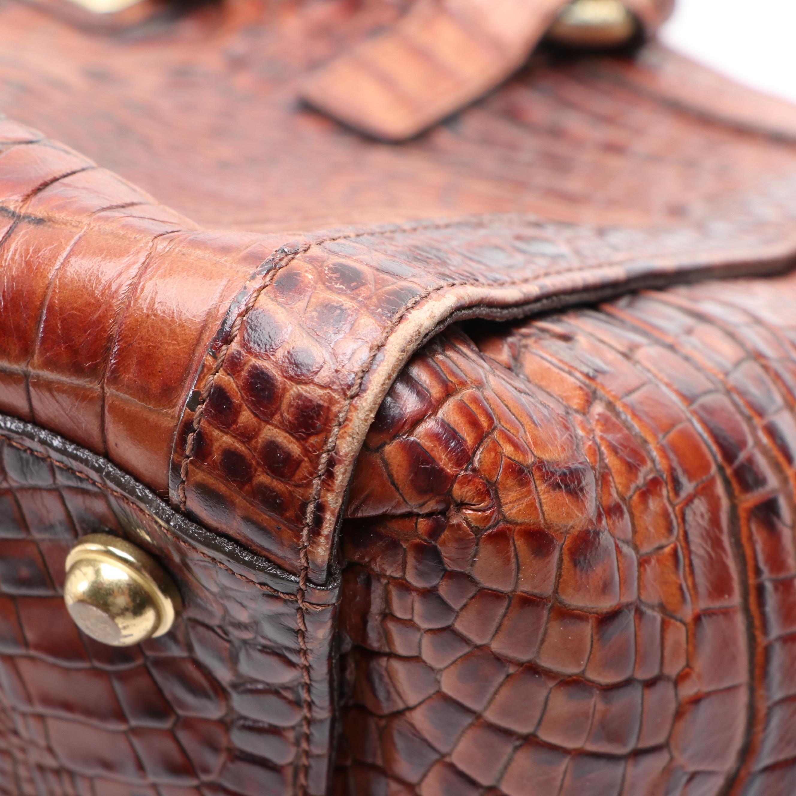 Brahmin Zip Tote and Two-Way Bag in Croc Embossed Leather