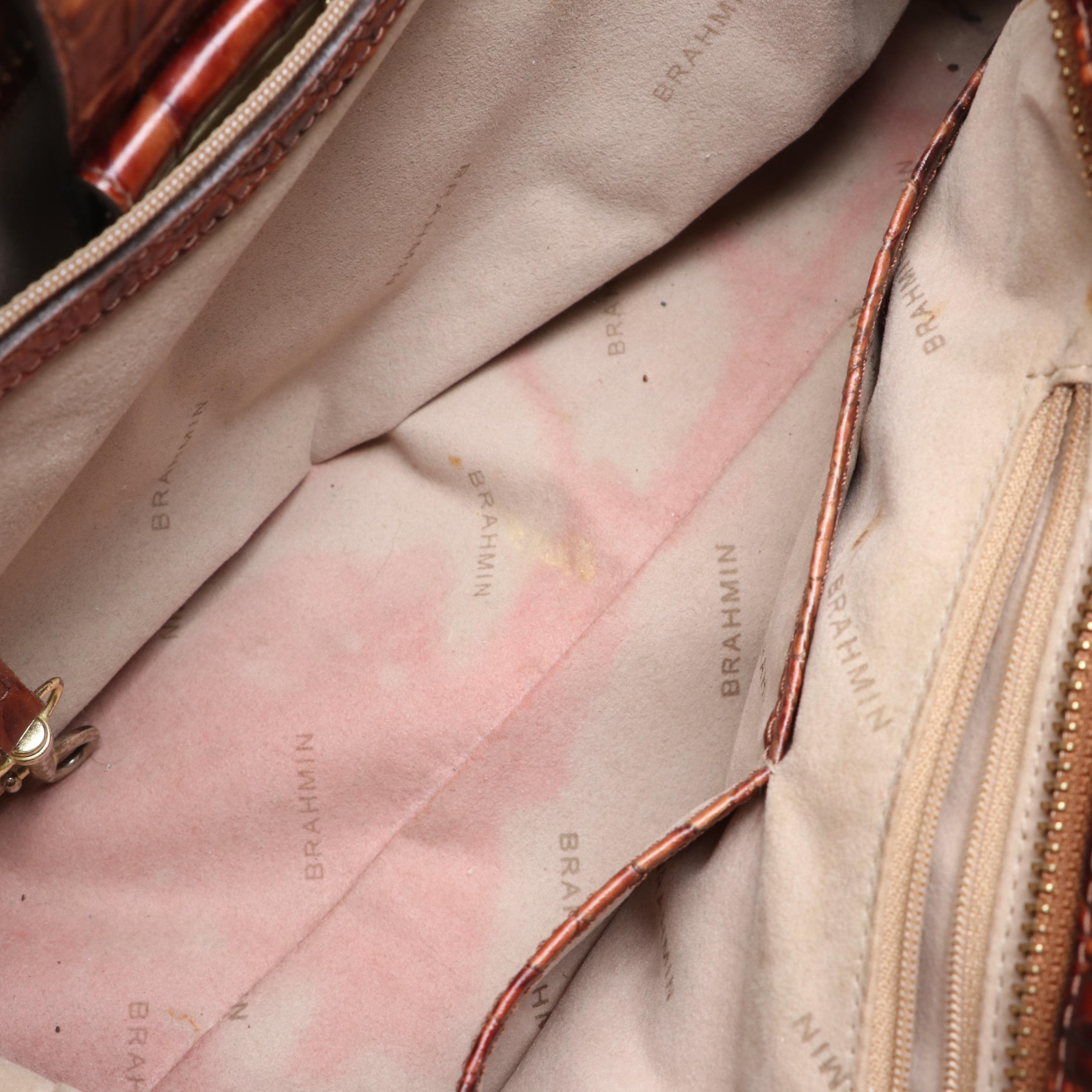 Brahmin Zip Tote and Two-Way Bag in Croc Embossed Leather