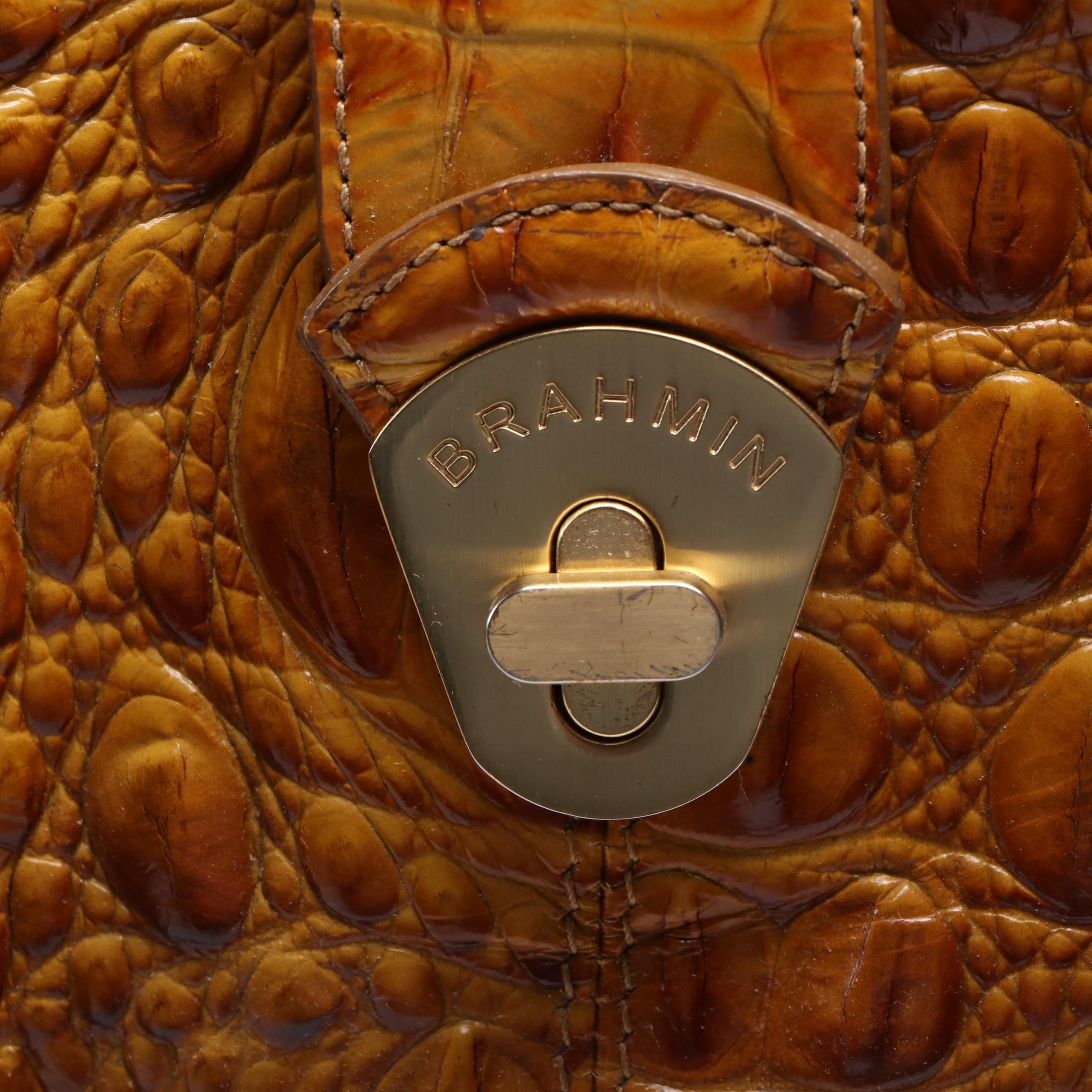 Brahmin Zip Tote and Two-Way Bag in Croc Embossed Leather