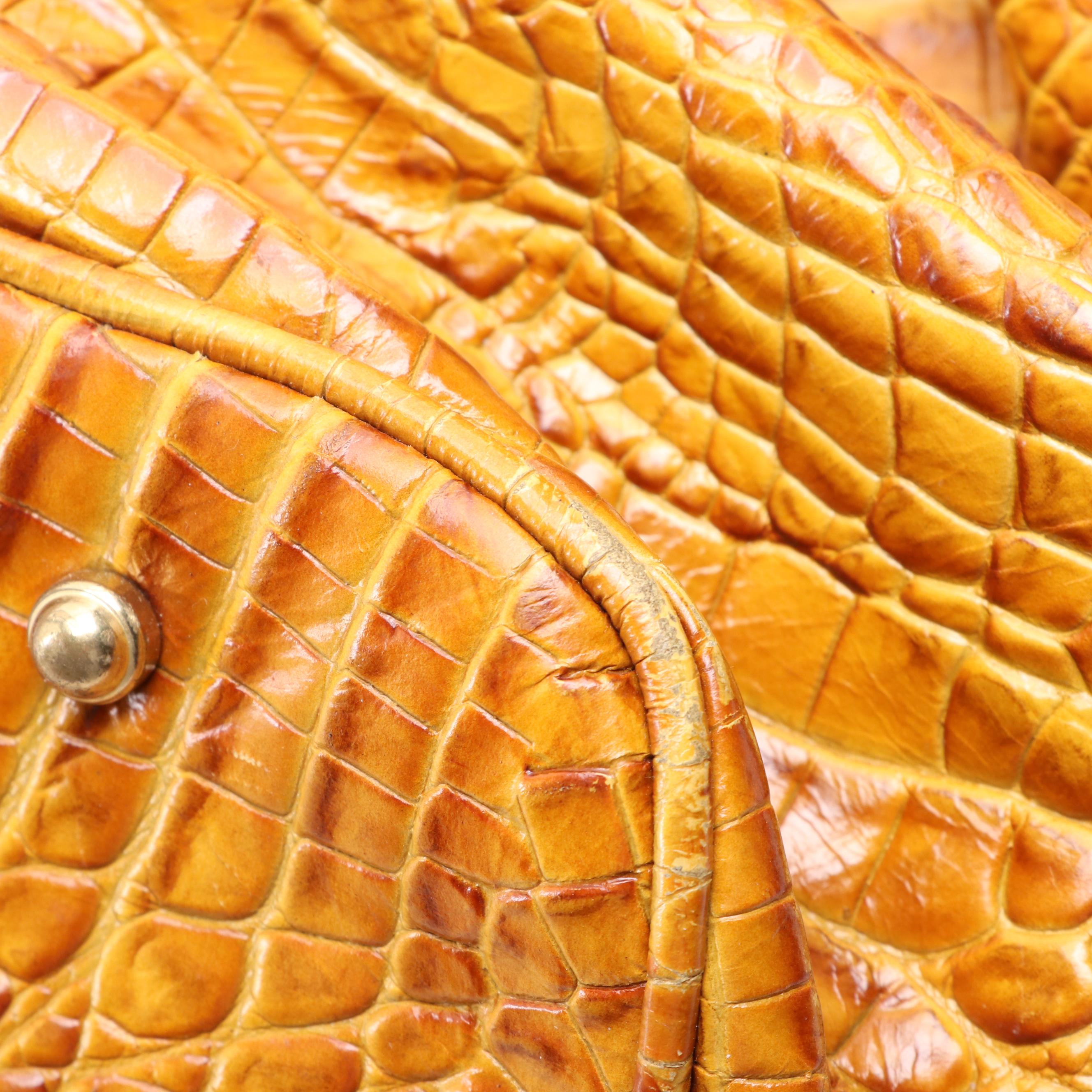 Brahmin Zip Tote and Two-Way Bag in Croc Embossed Leather