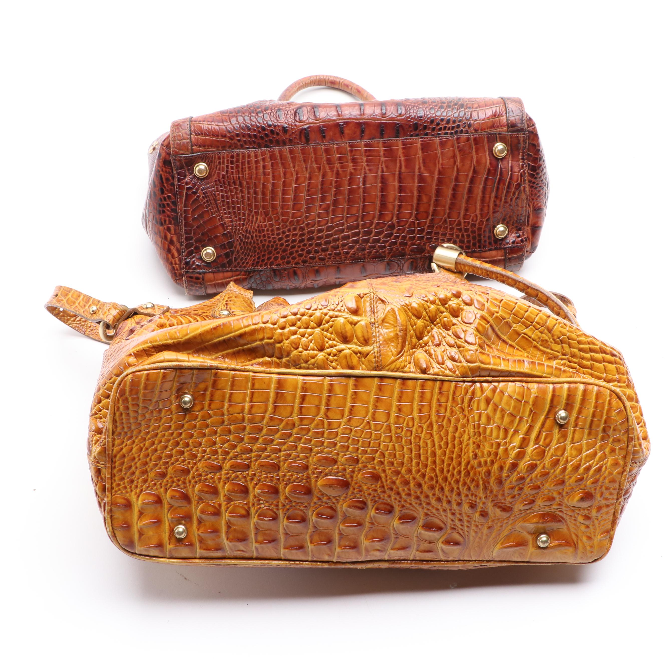 Brahmin Zip Tote and Two-Way Bag in Croc Embossed Leather