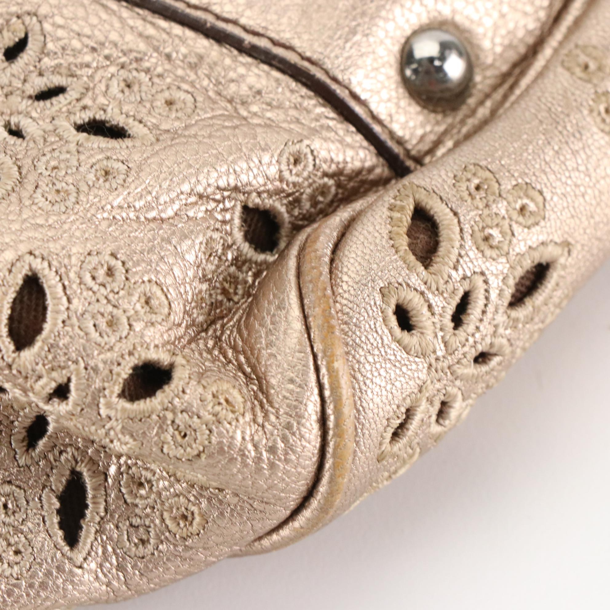 Salvatore Ferragamo Handbag in Eyelet Perforated Metallic Leather