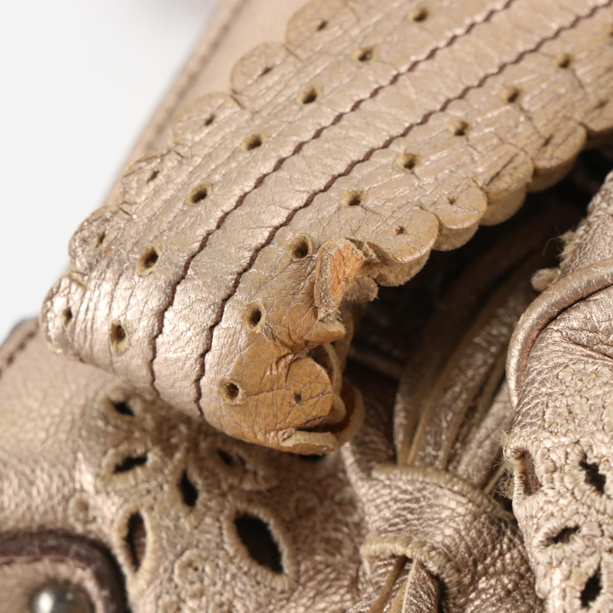 Salvatore Ferragamo Handbag in Eyelet Perforated Metallic Leather