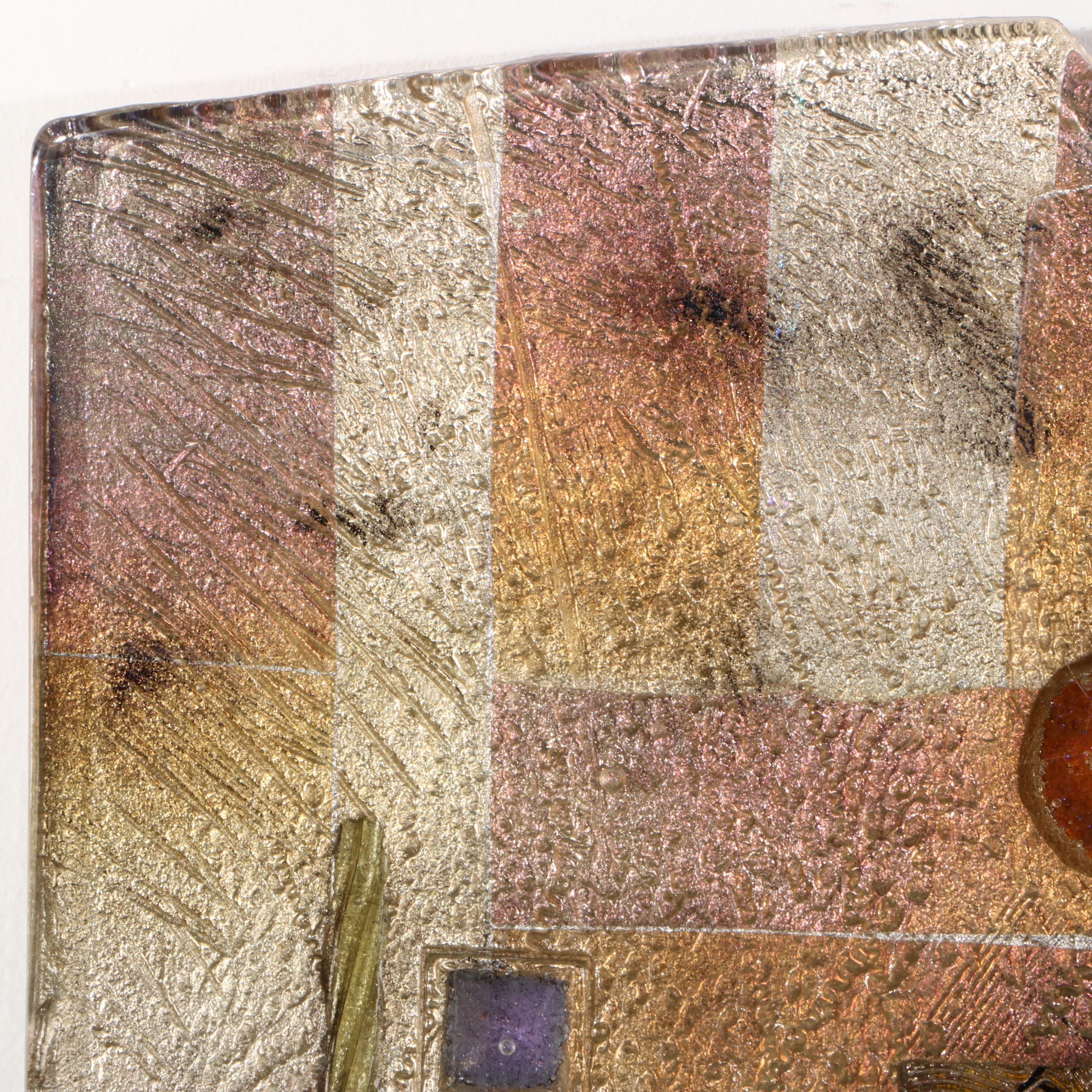 Fused Dichroic Art Glass Triptych Wall Sculpture