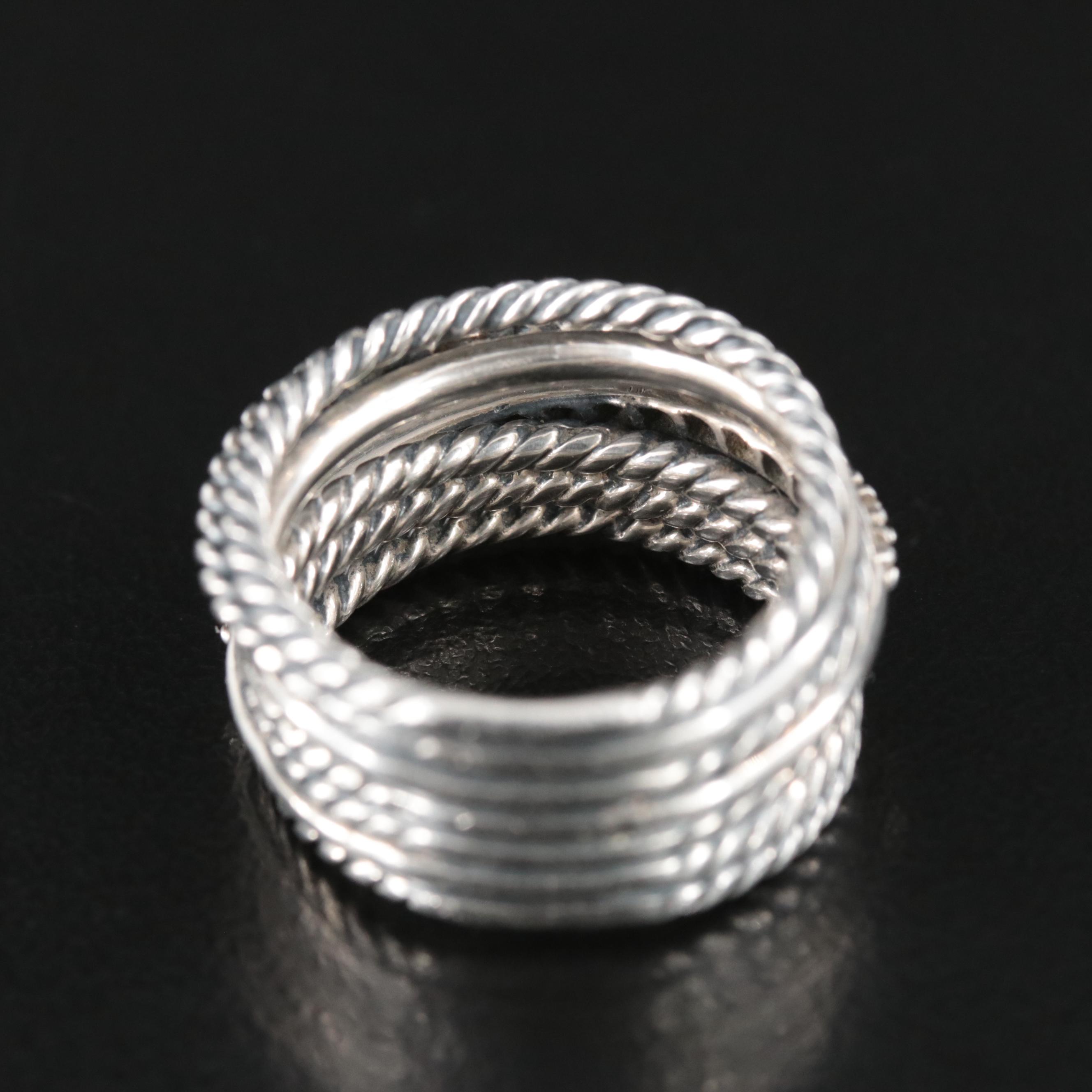 David Yurman "Crossover" Sterling Diamond Ring