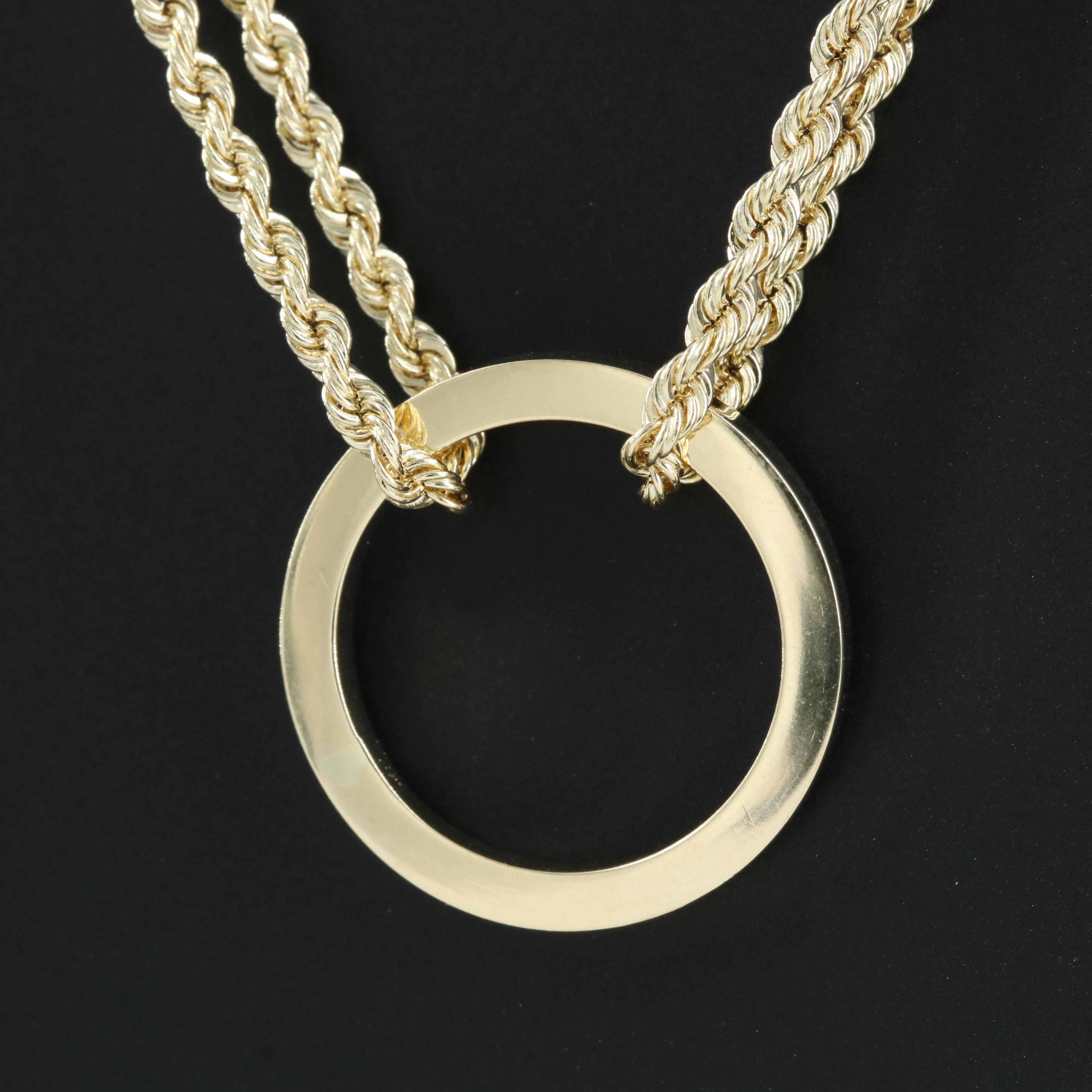 10K Circle and Rope Chain Necklace