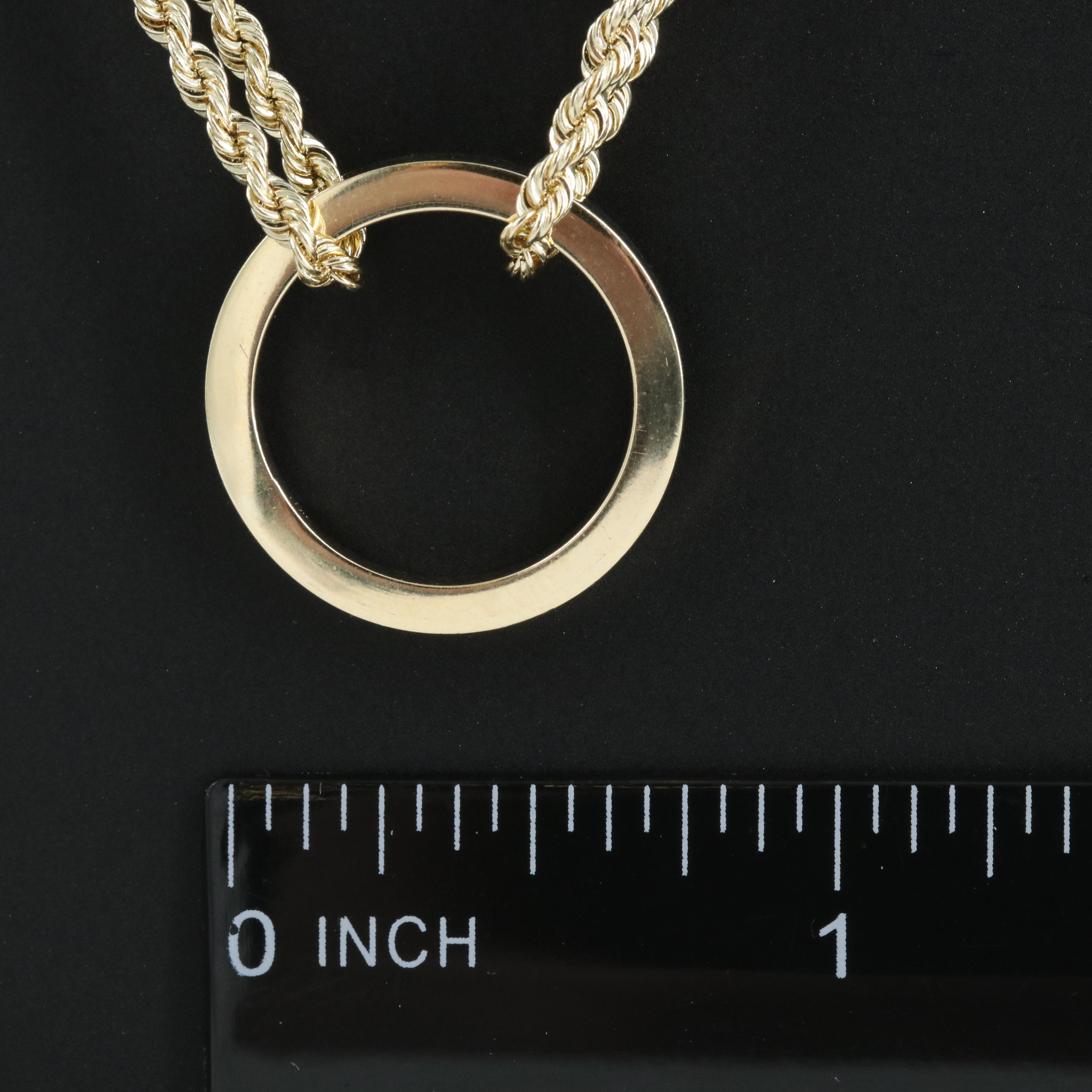 10K Circle and Rope Chain Necklace