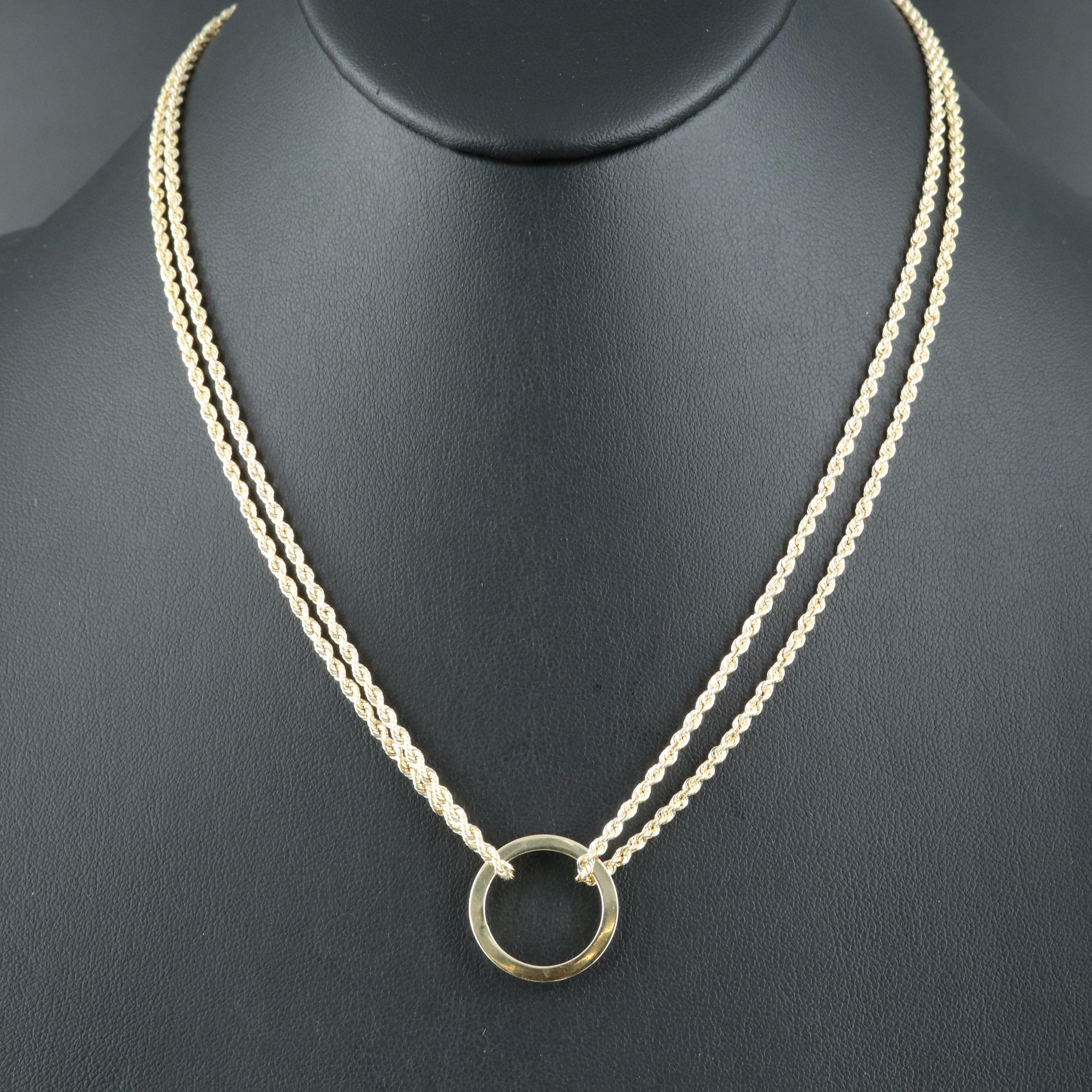 10K Circle and Rope Chain Necklace