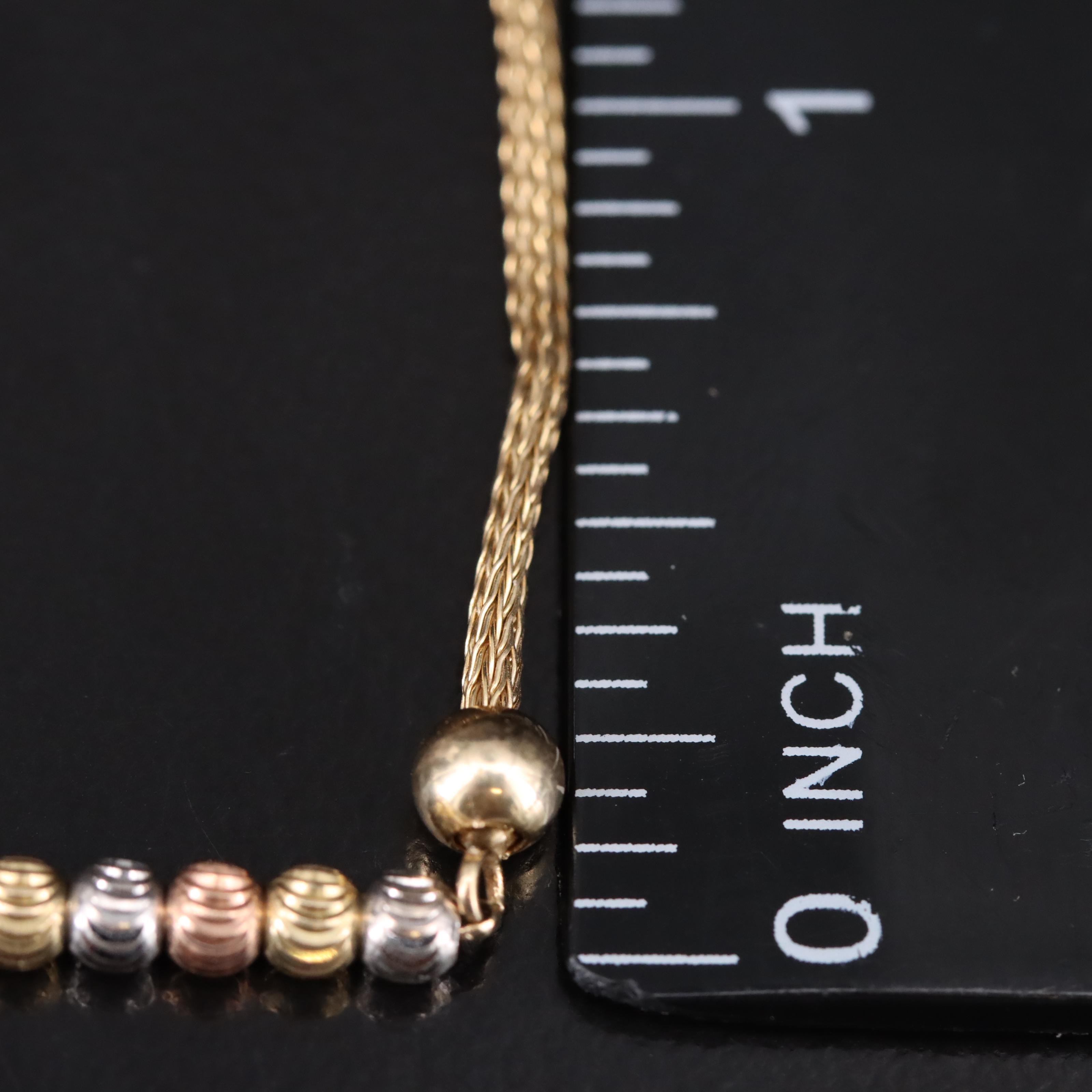 14K Tri-Color Bead Bracelet