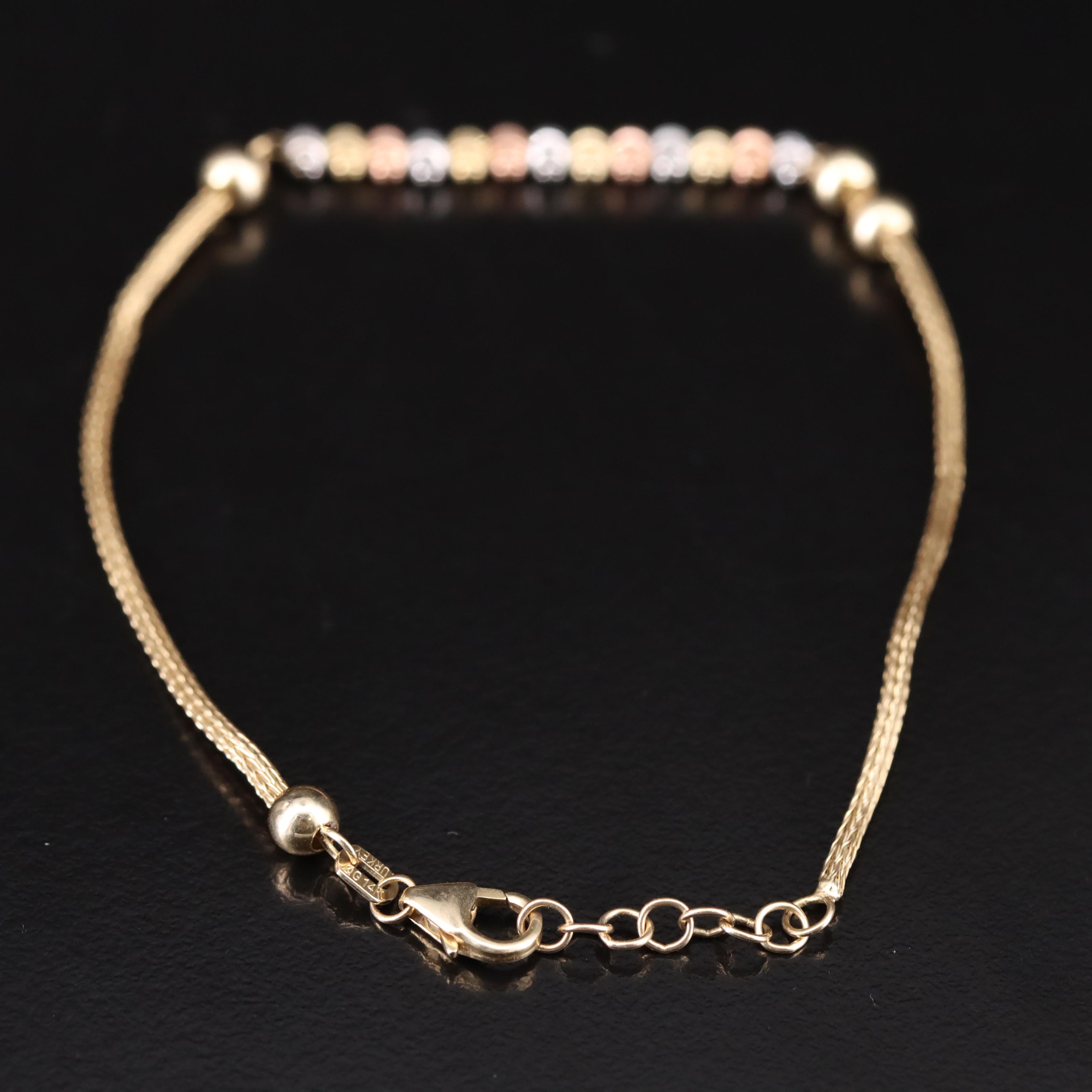 14K Tri-Color Bead Bracelet
