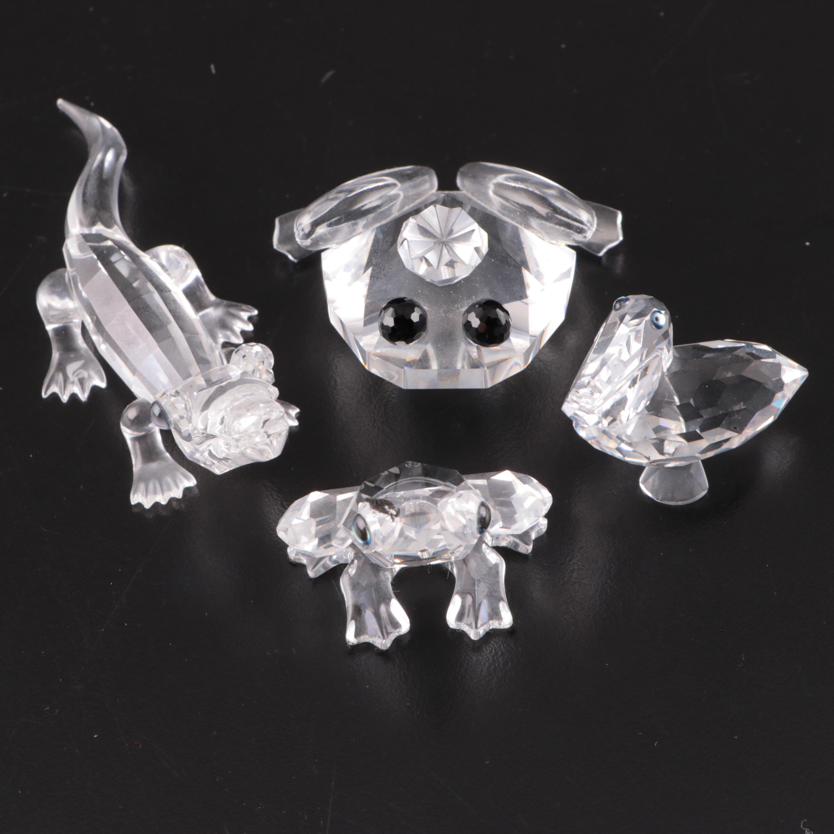 Swarovski Crystal Alligator, Pelican and Other Figurines, Late 20th Century