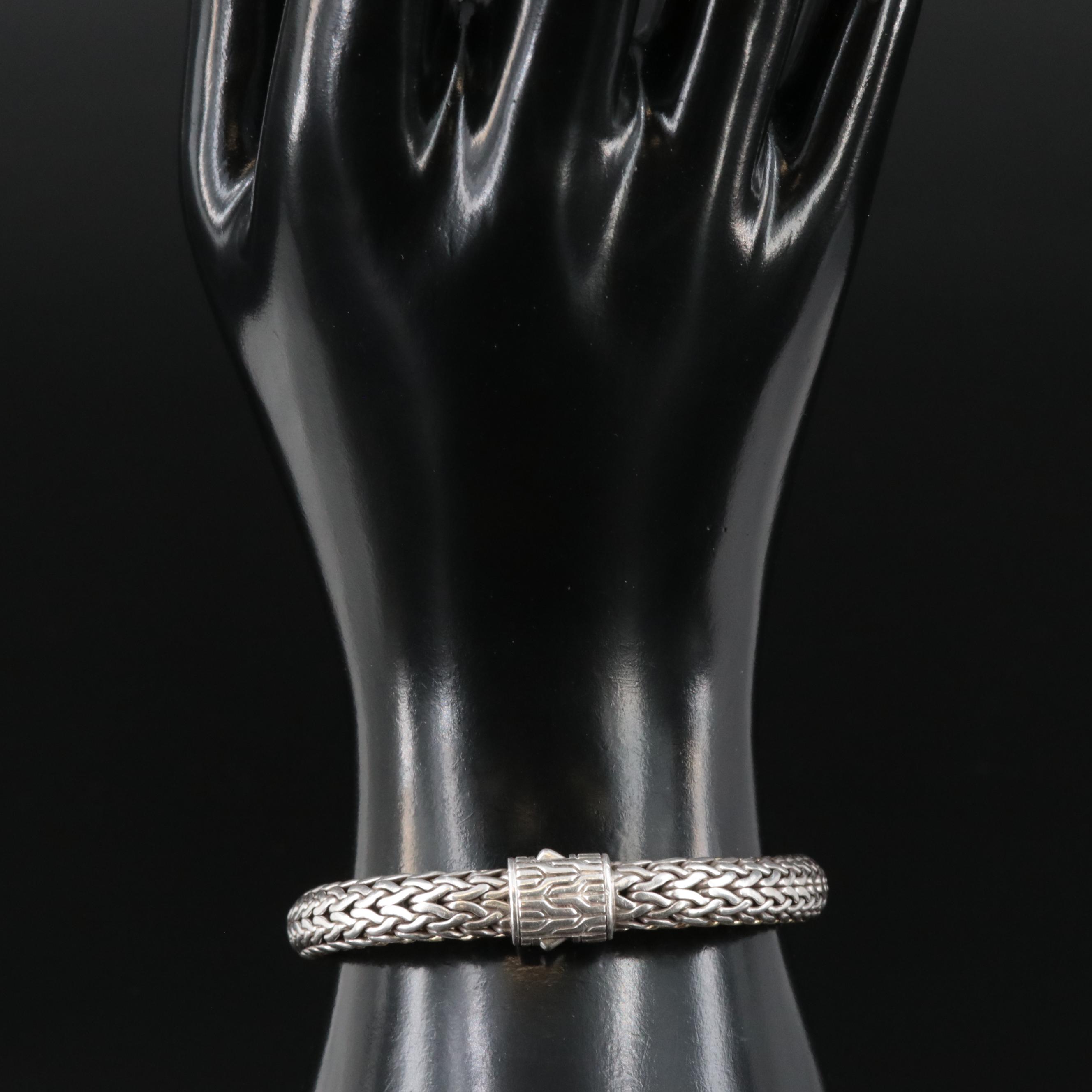 John Hardy Sterling Diamond Reversible Bracelet with 18K Bonded Gold Accents