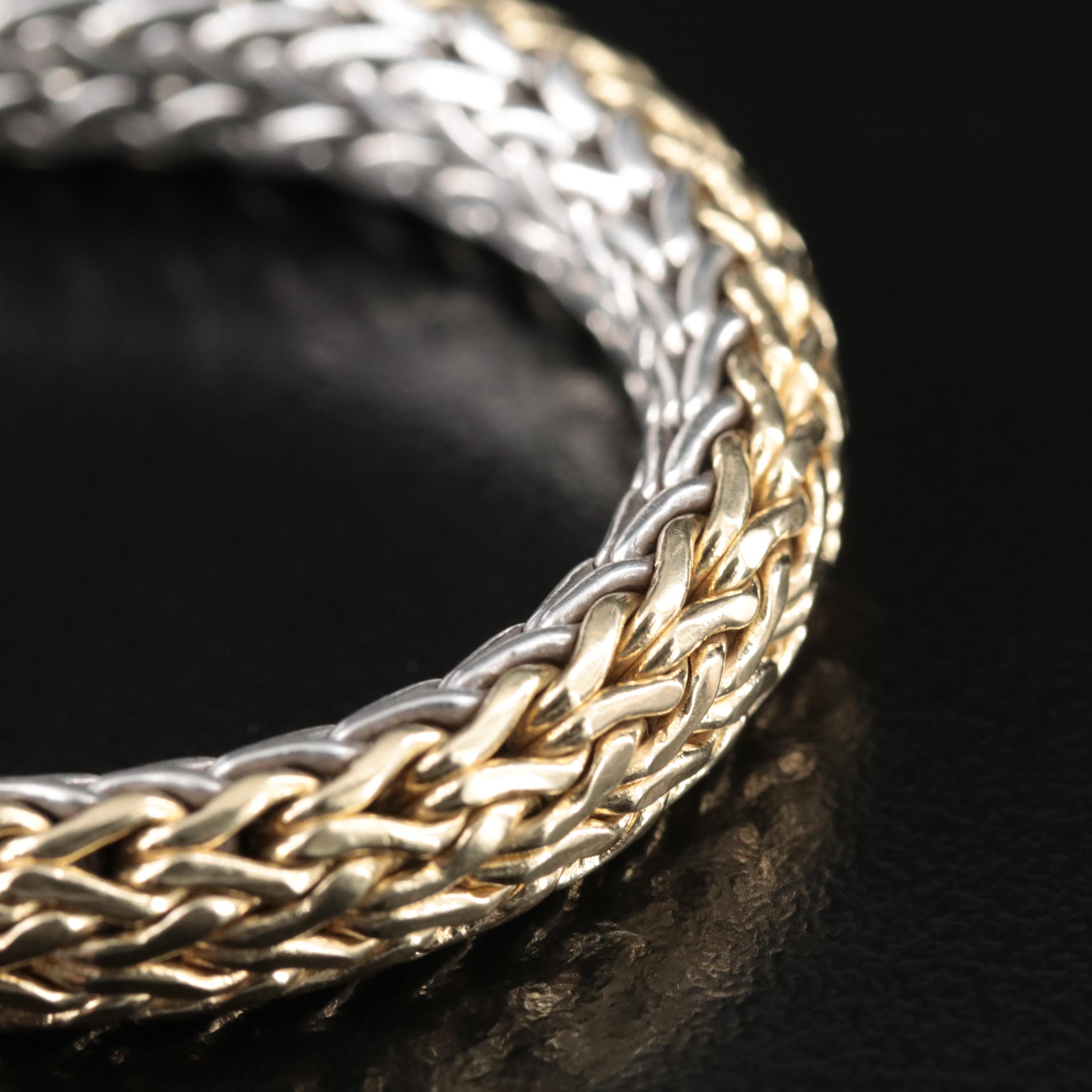 John Hardy Sterling Diamond Reversible Bracelet with 18K Bonded Gold Accents