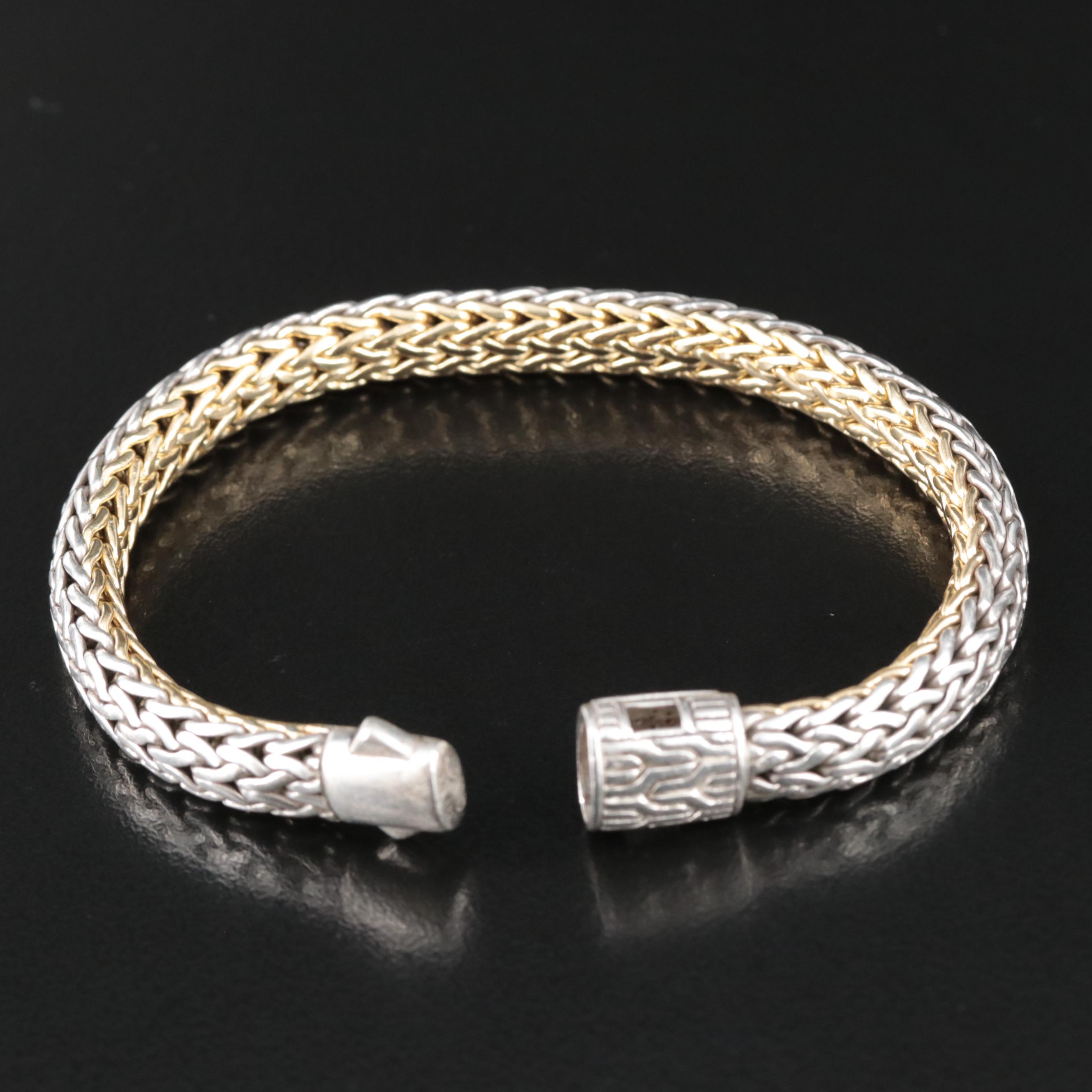 John Hardy Sterling Diamond Reversible Bracelet with 18K Bonded Gold Accents