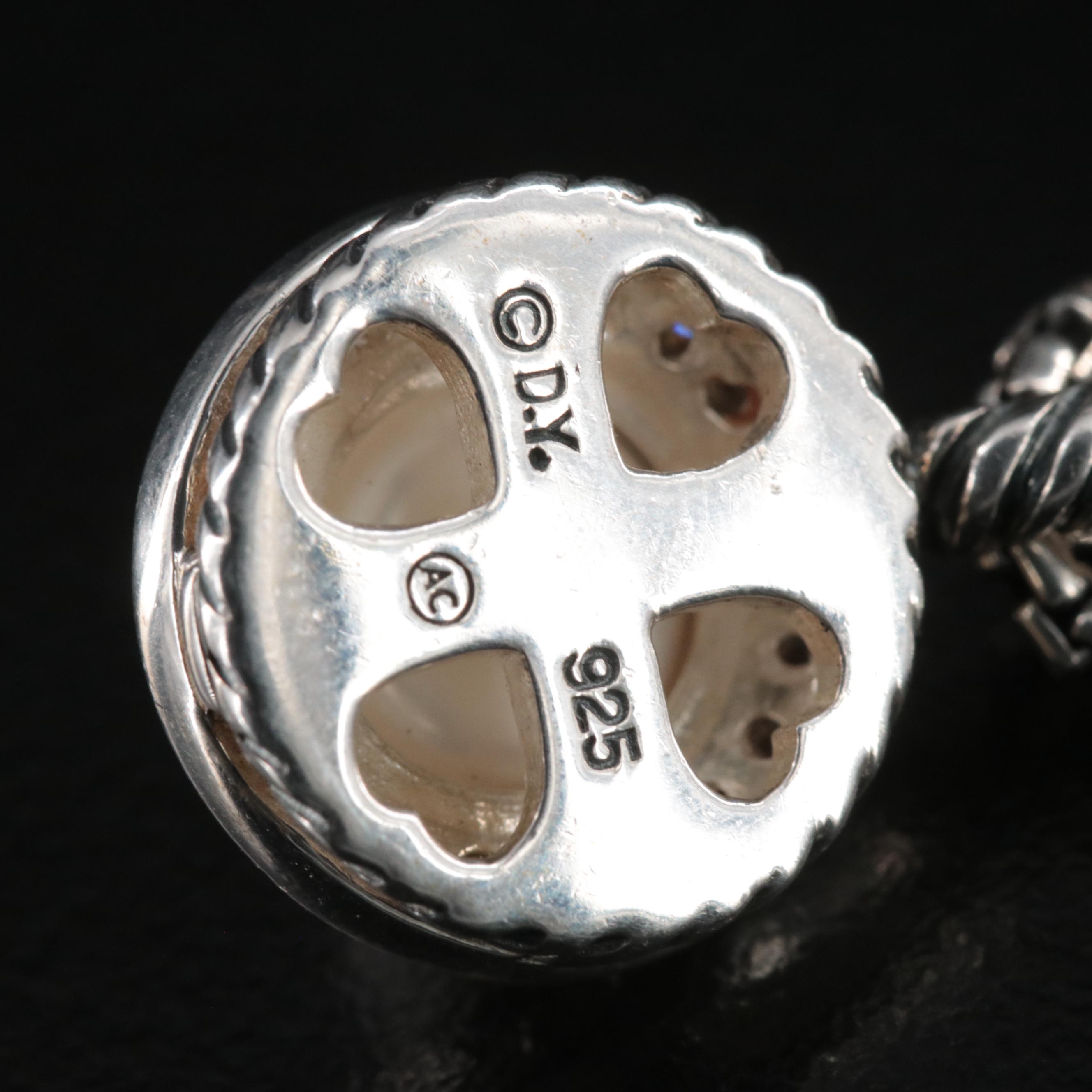 David Yurman "Cerise" Sterling Pearl and Diamond Pendant Necklace