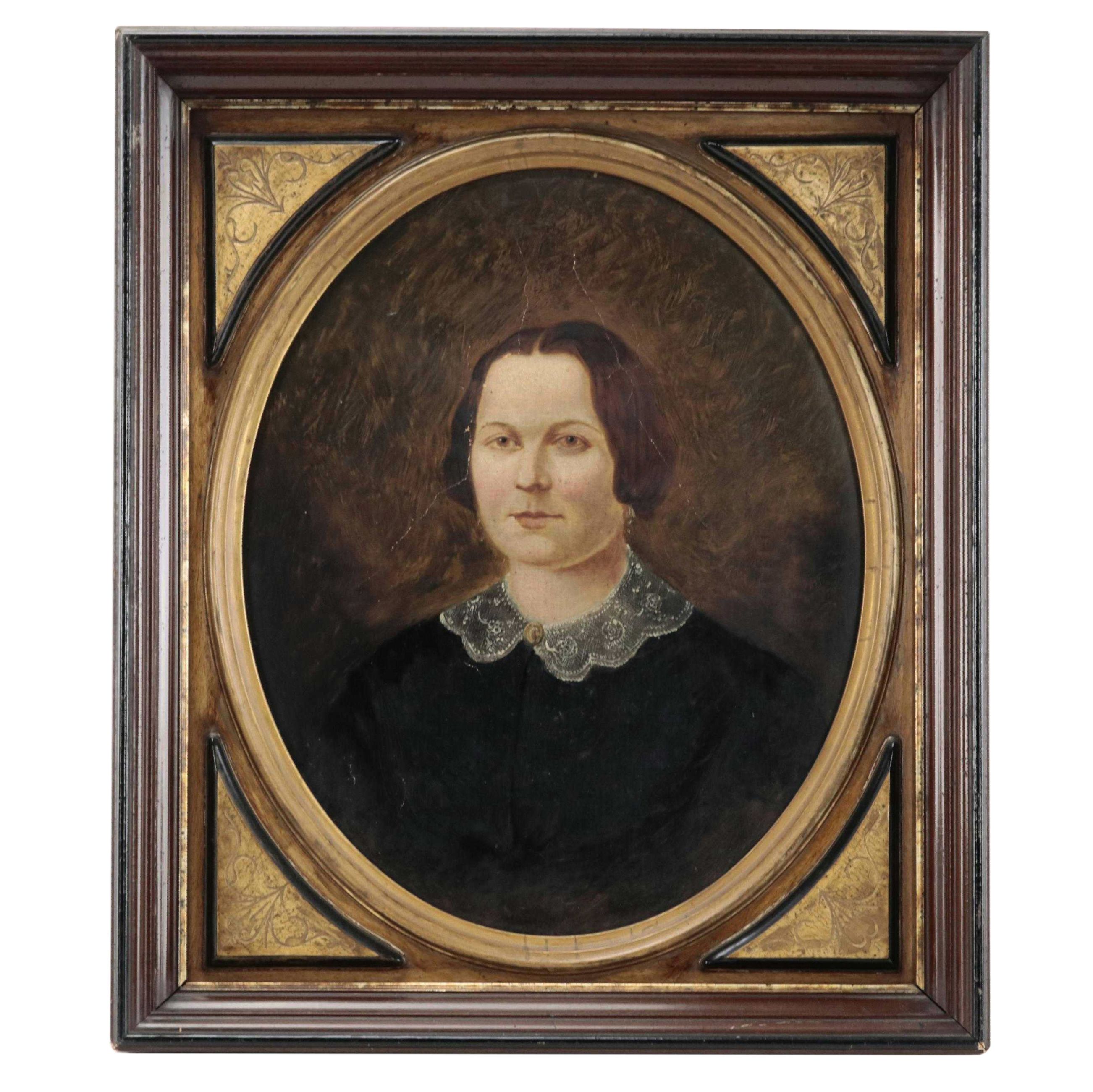 Oil Painting Portrait of a Woman, 19th Century