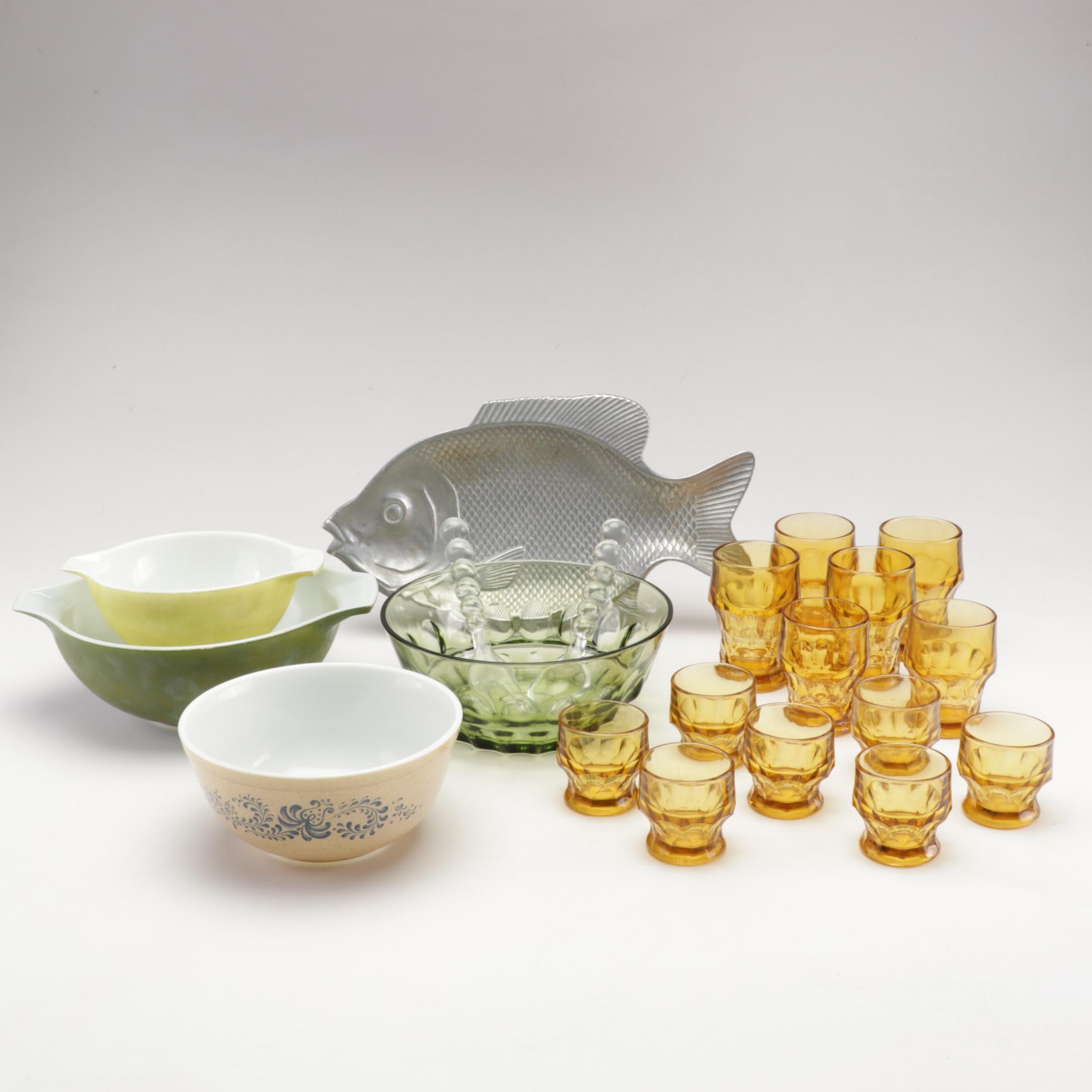 Anchor Hocking "Georgian" Amber Glasses, Pyrex, Hazel Atlas and More Kitchen