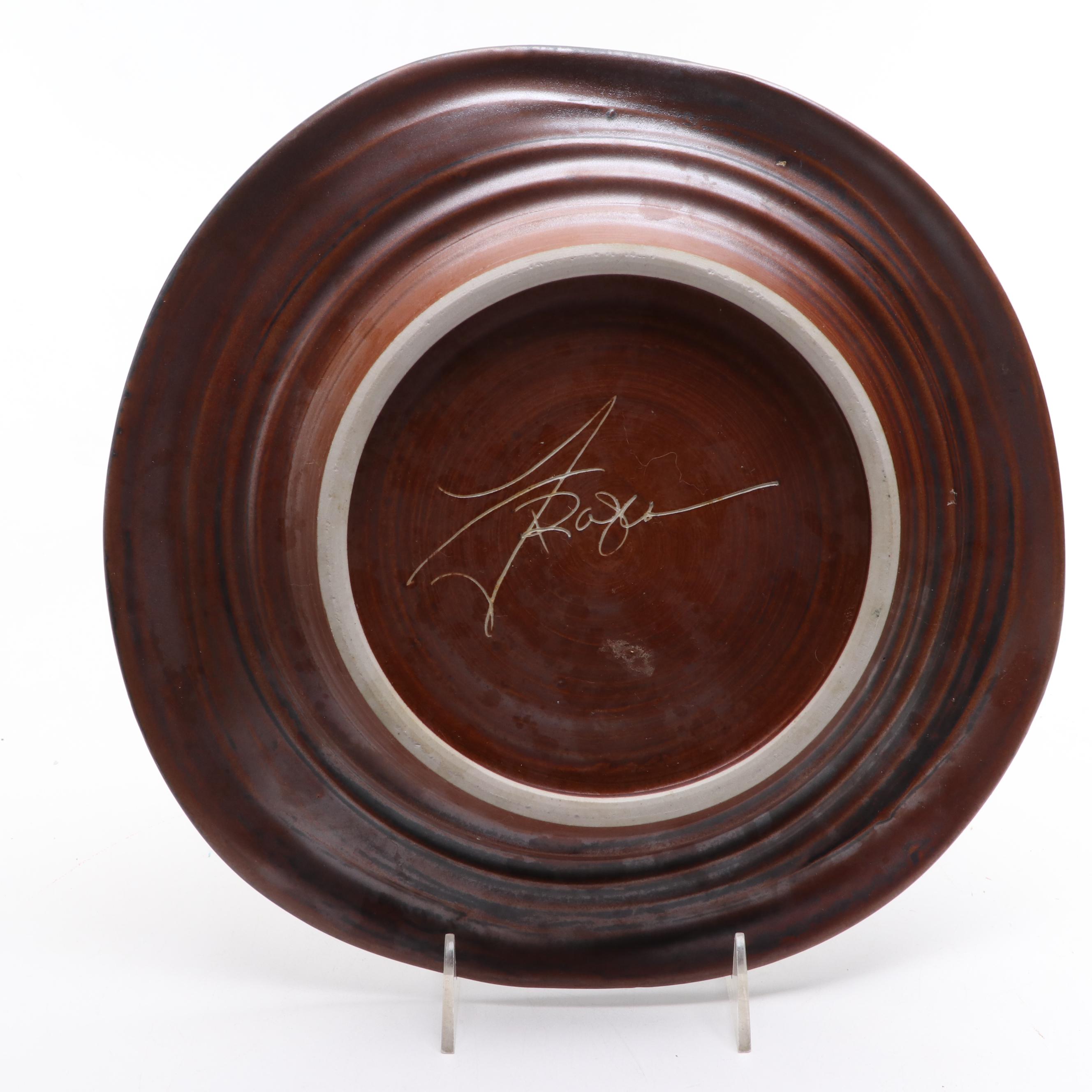 Artist Signed Wheel Thrown Art Pottery Plates and Tumblers, 2001-2007