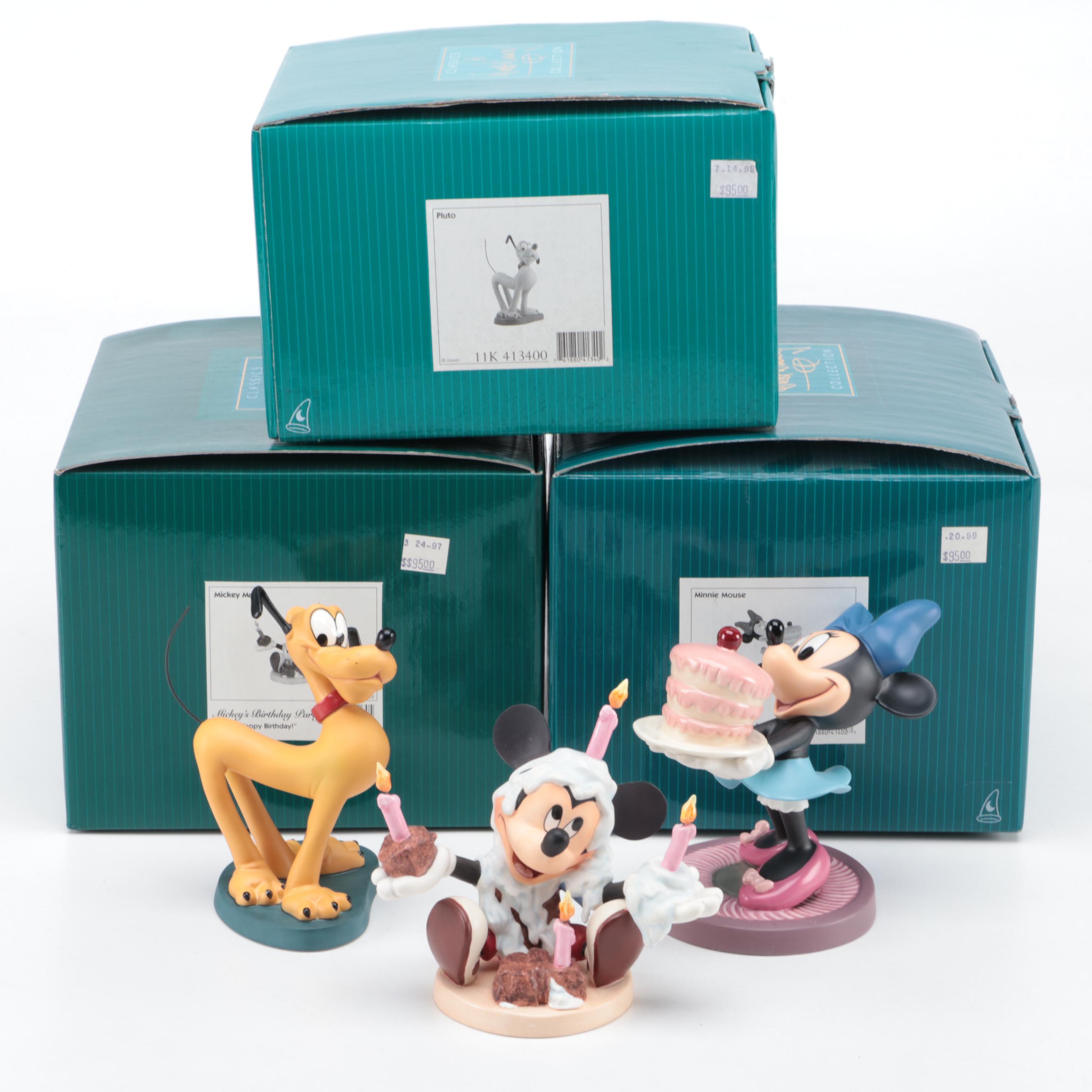 Walt Disney Classics Collection Mickey, Minnie, and Pluto Porcelain Figurines