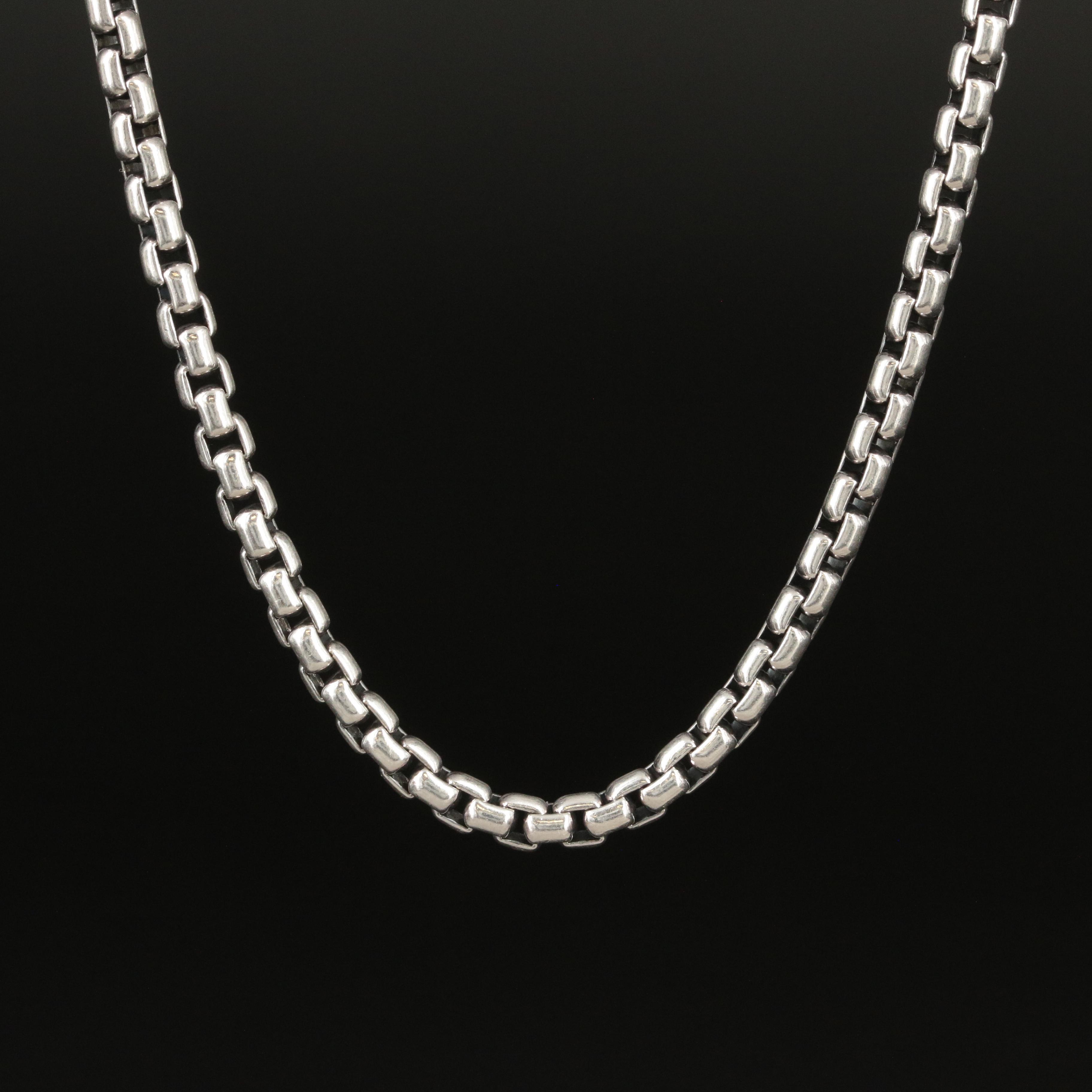 David Yurman Sterling Box Chain Necklace with 14K Accent