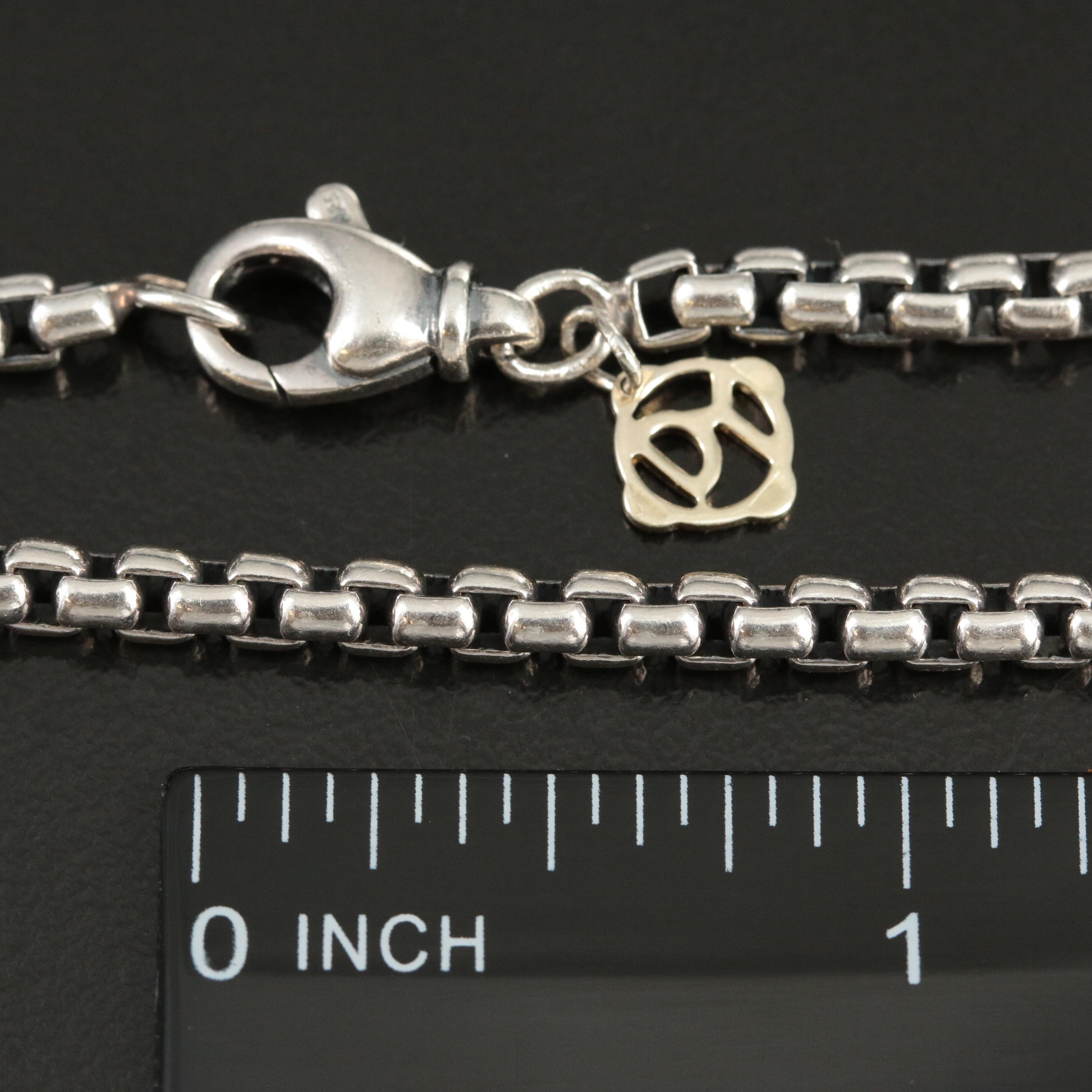 David Yurman Sterling Box Chain Necklace with 14K Accent