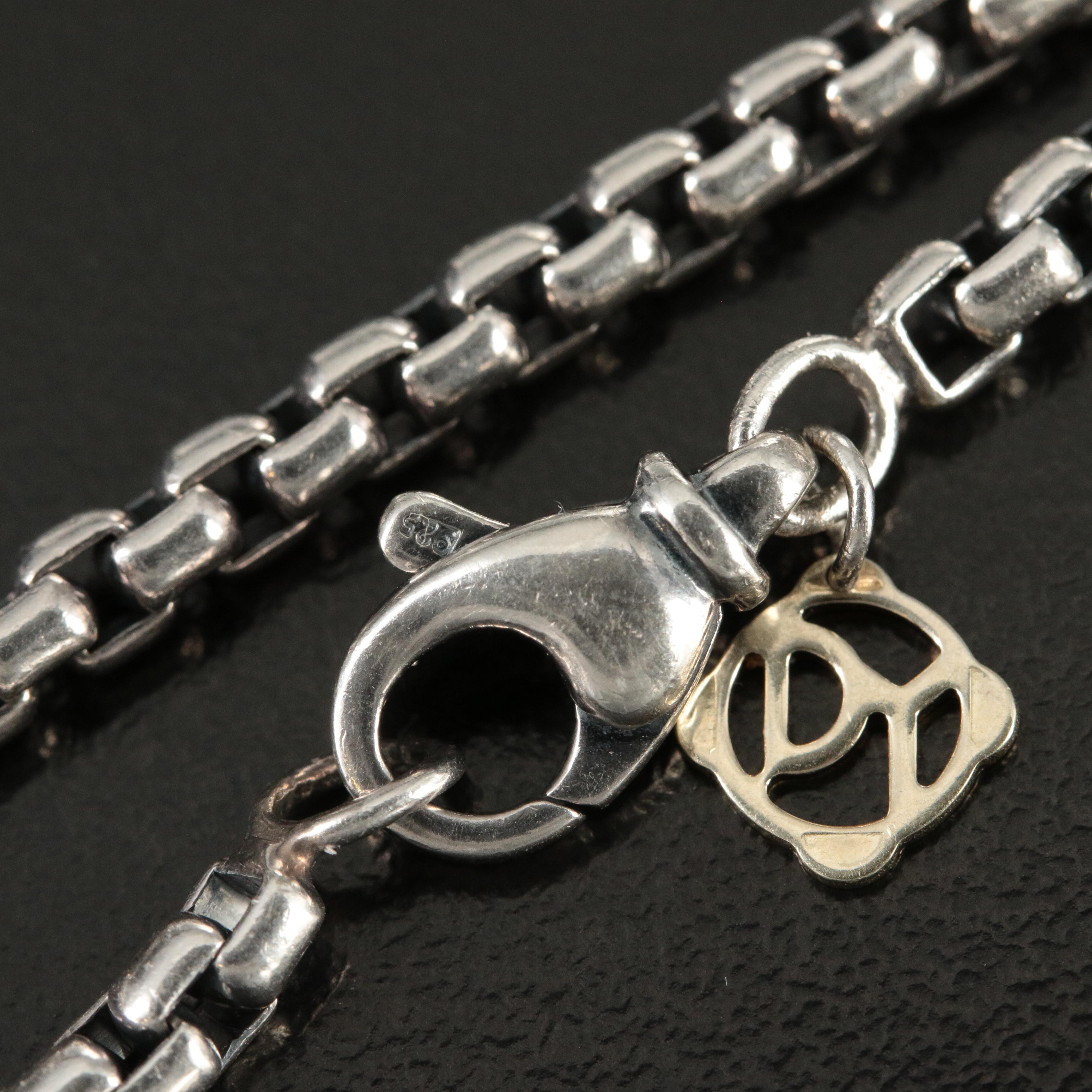 David Yurman Sterling Box Chain Necklace with 14K Accent