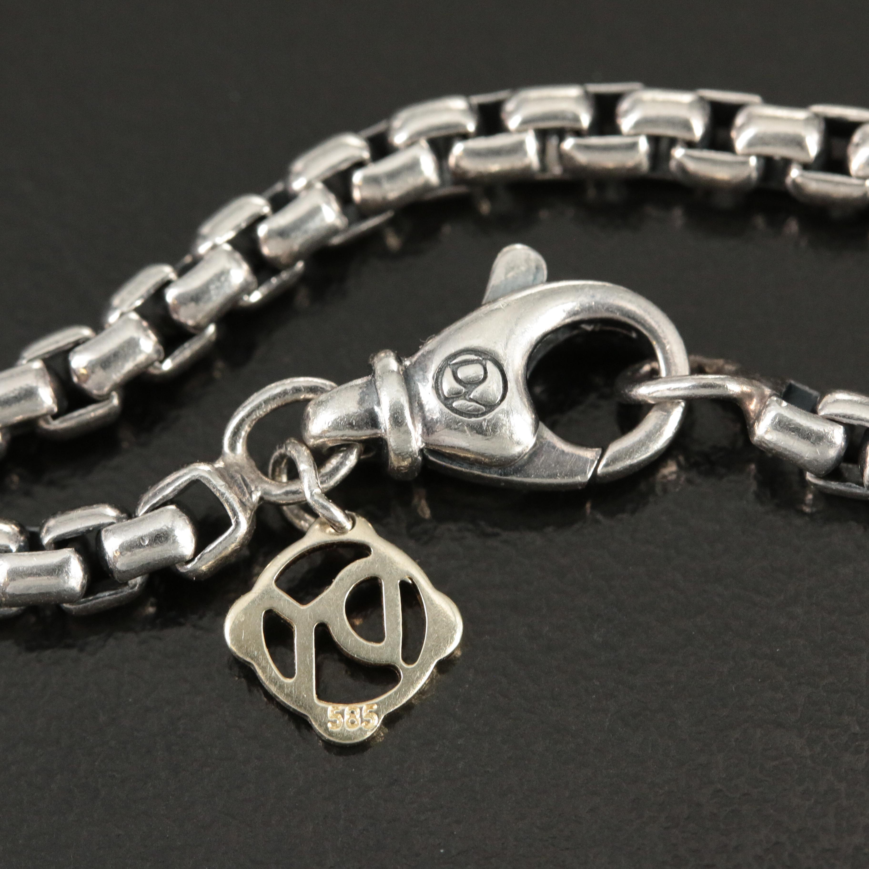 David Yurman Sterling Box Chain Necklace with 14K Accent
