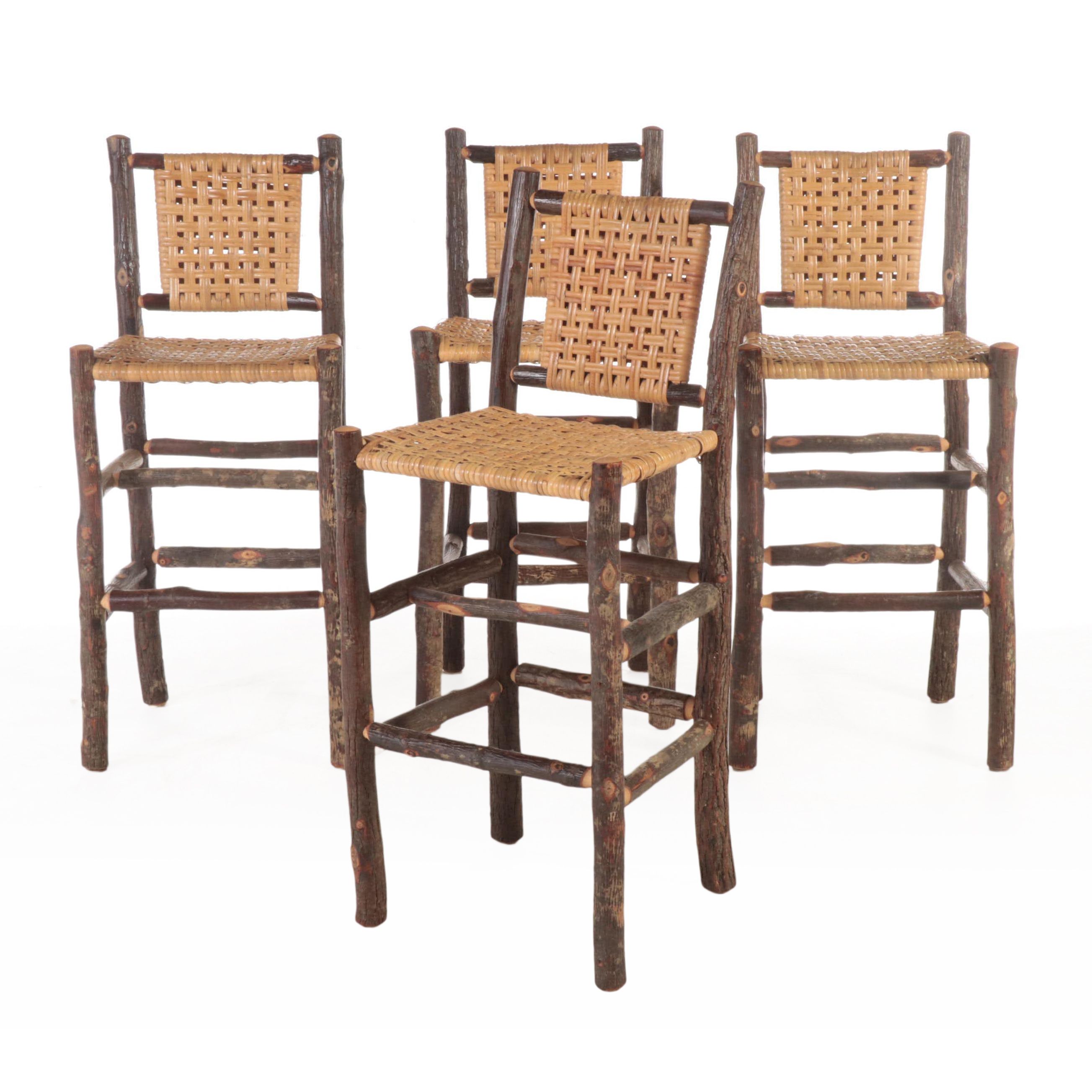 Four Flat Rock Furniture Hickory and Cane Barstools