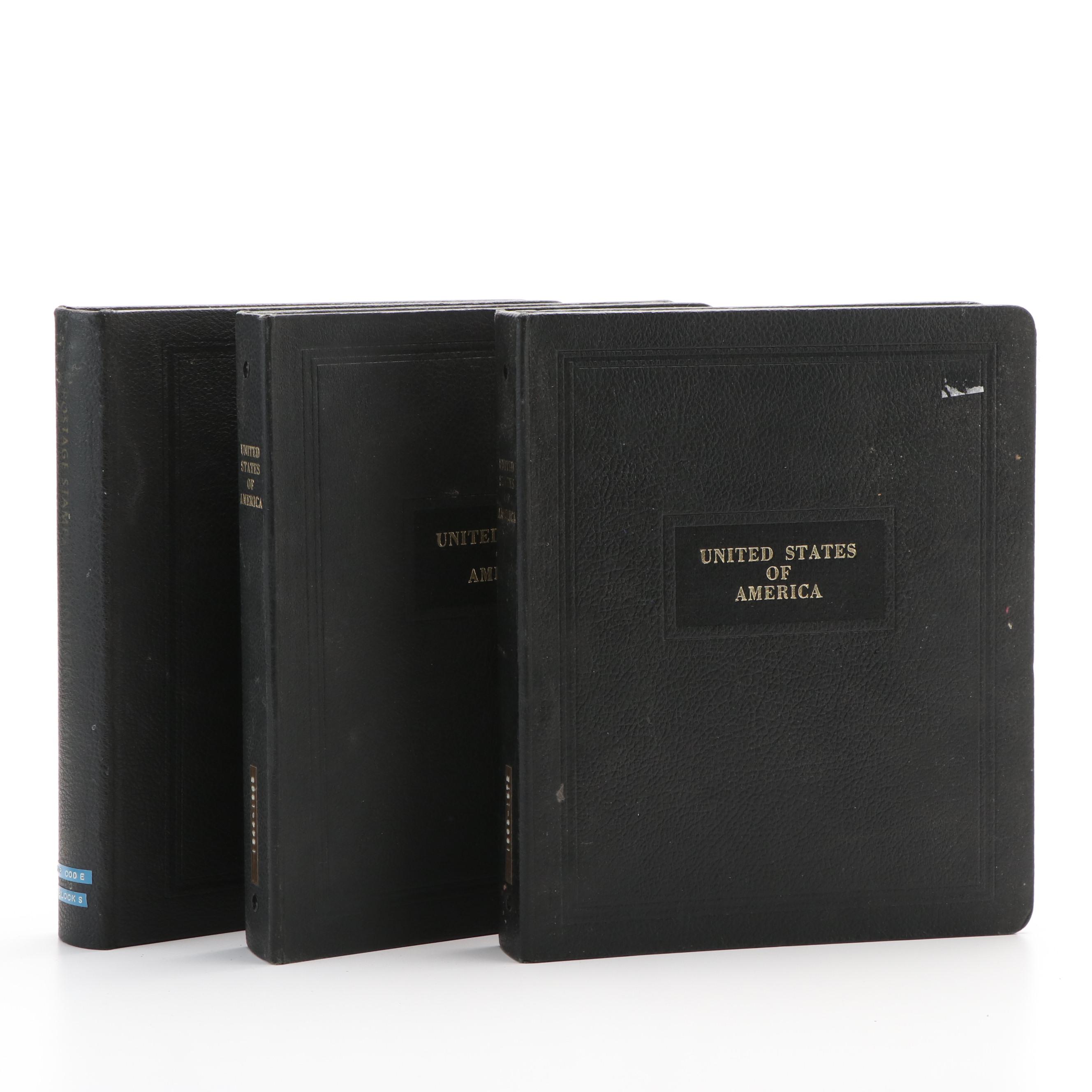 Three Albums With United States Commemorative Stamps, Plates, and Blocks of 4