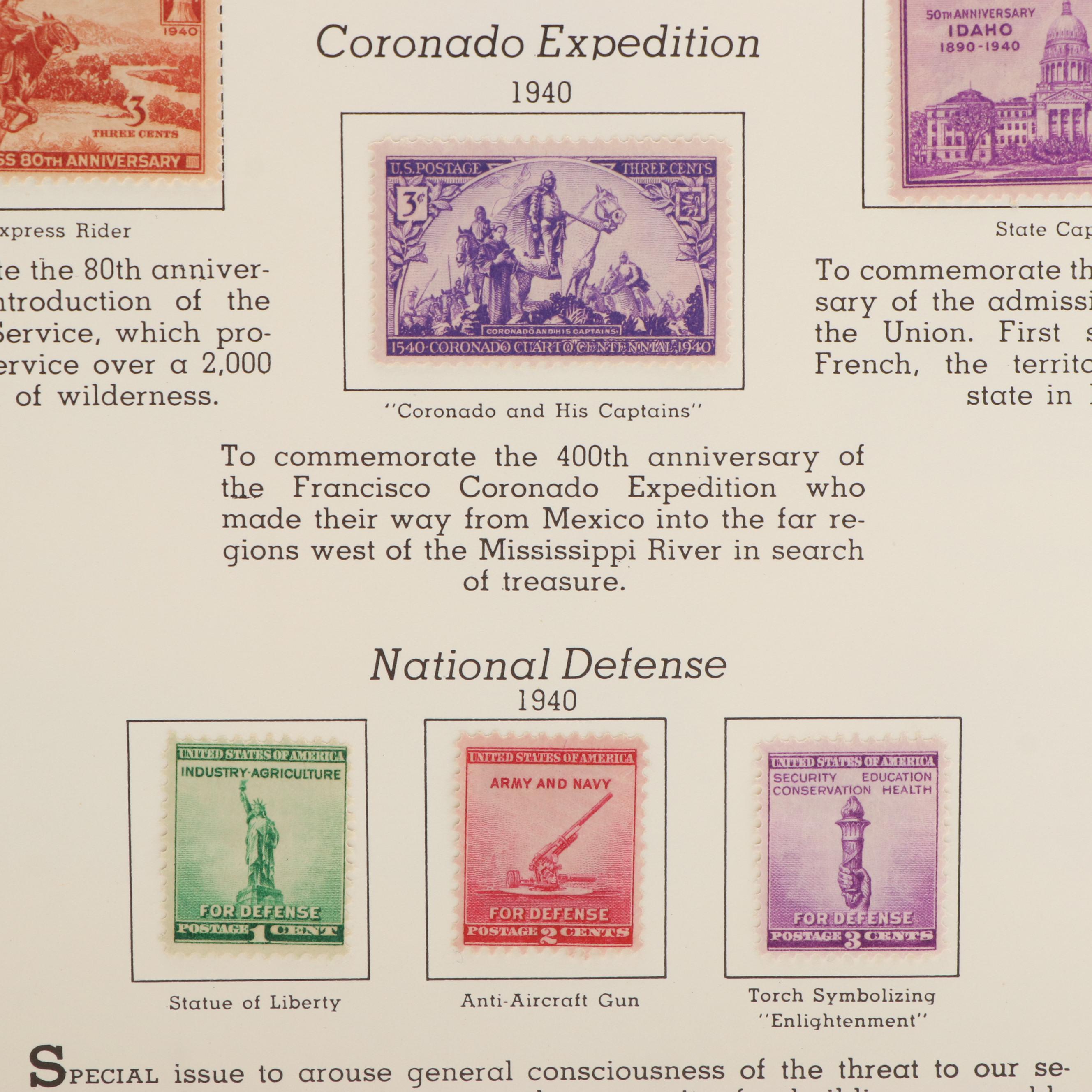 Three Albums With United States Commemorative Stamps, Plates, and Blocks of 4