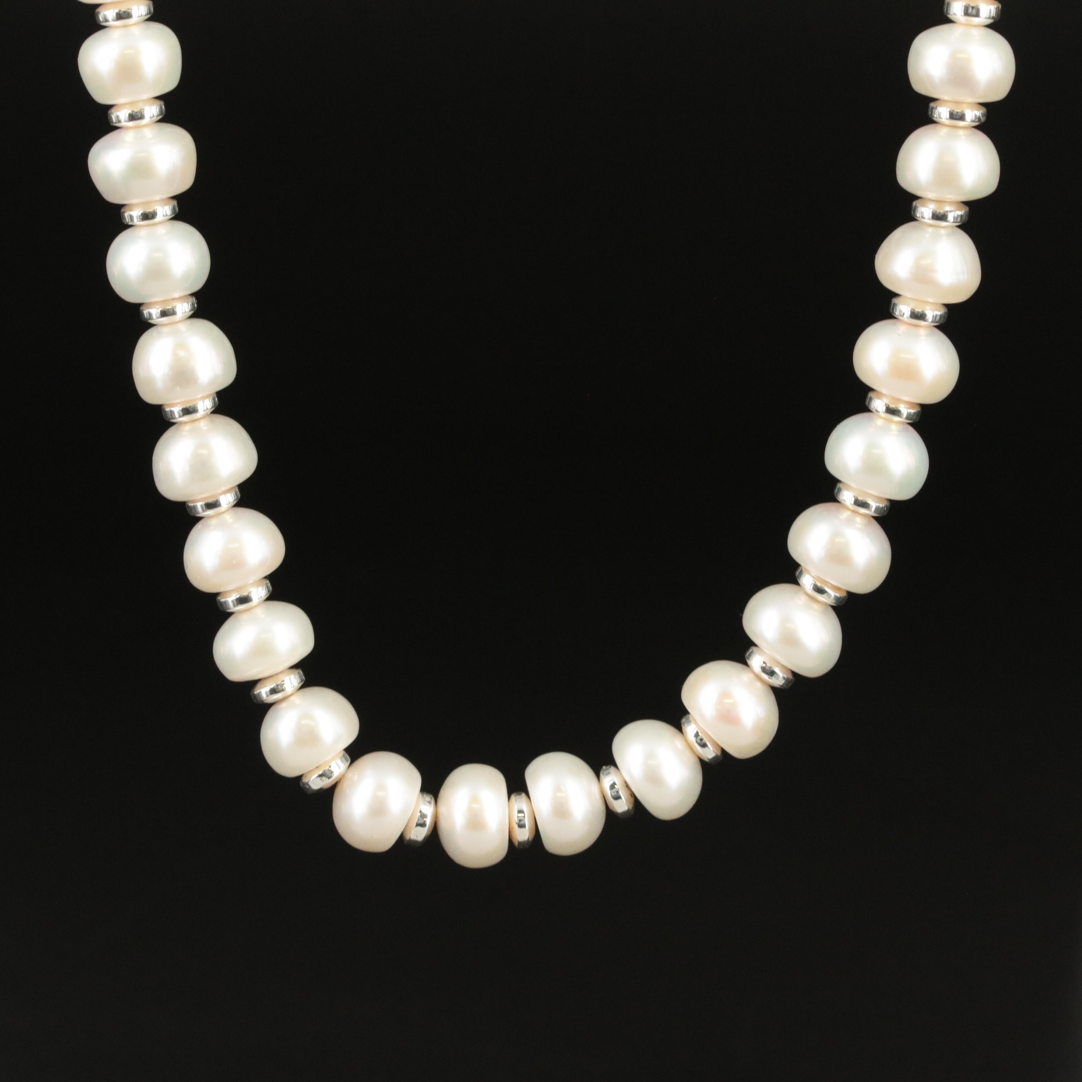 Pearl and Bead Necklace with Sterling Clasp
