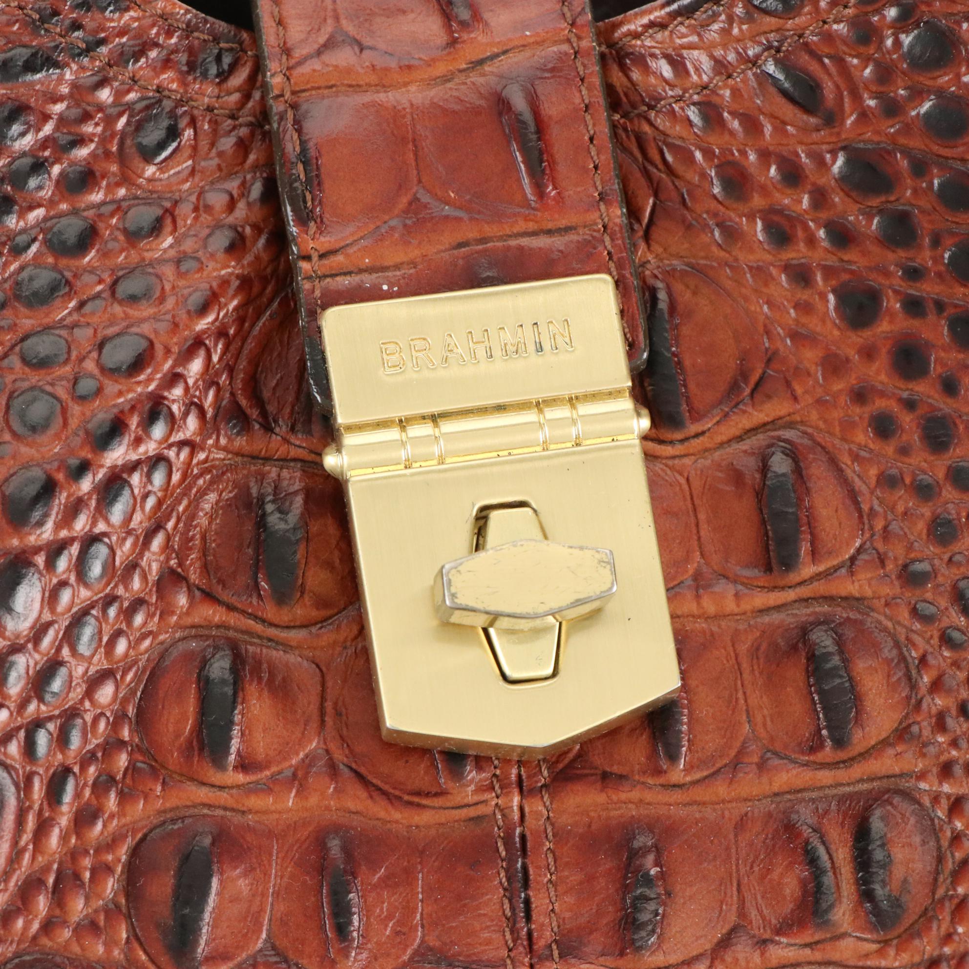 Brahmin Crocodile-Embossed Leather Two-Way Shoulder Bag