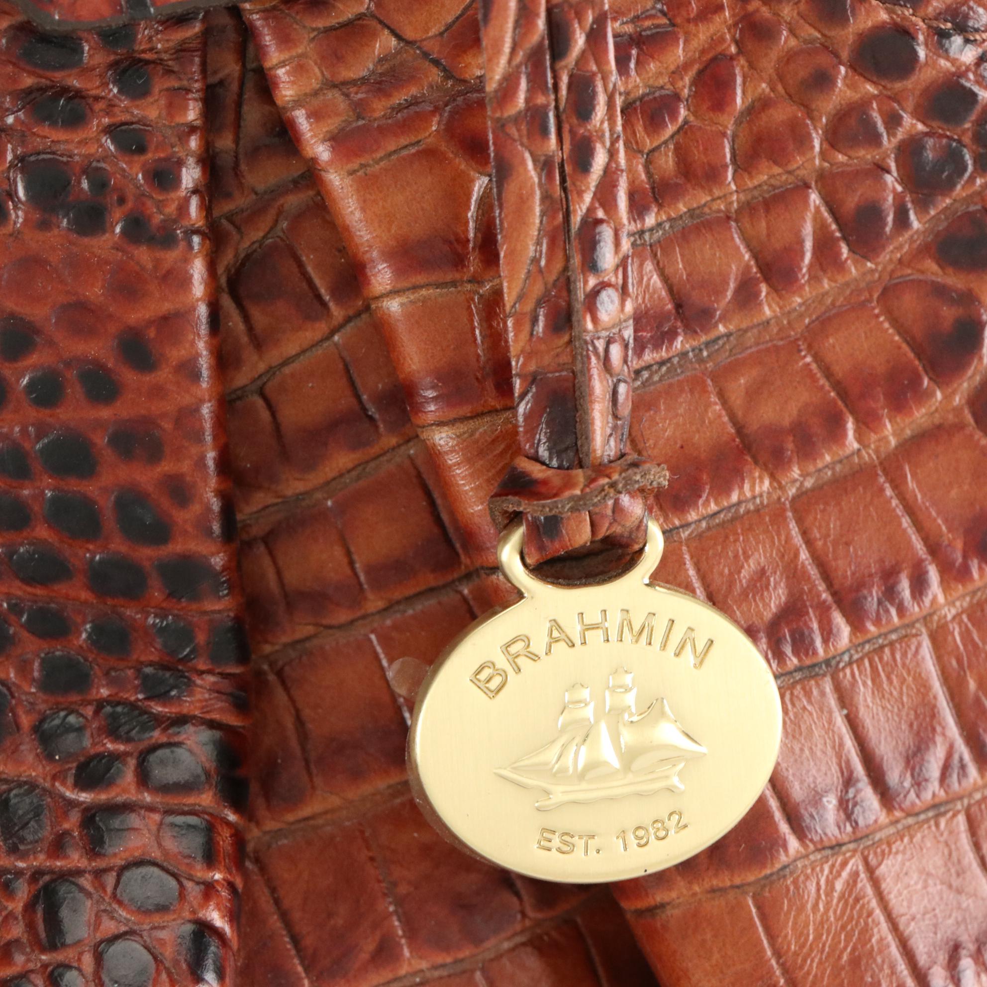 Brahmin Crocodile-Embossed Leather Two-Way Shoulder Bag