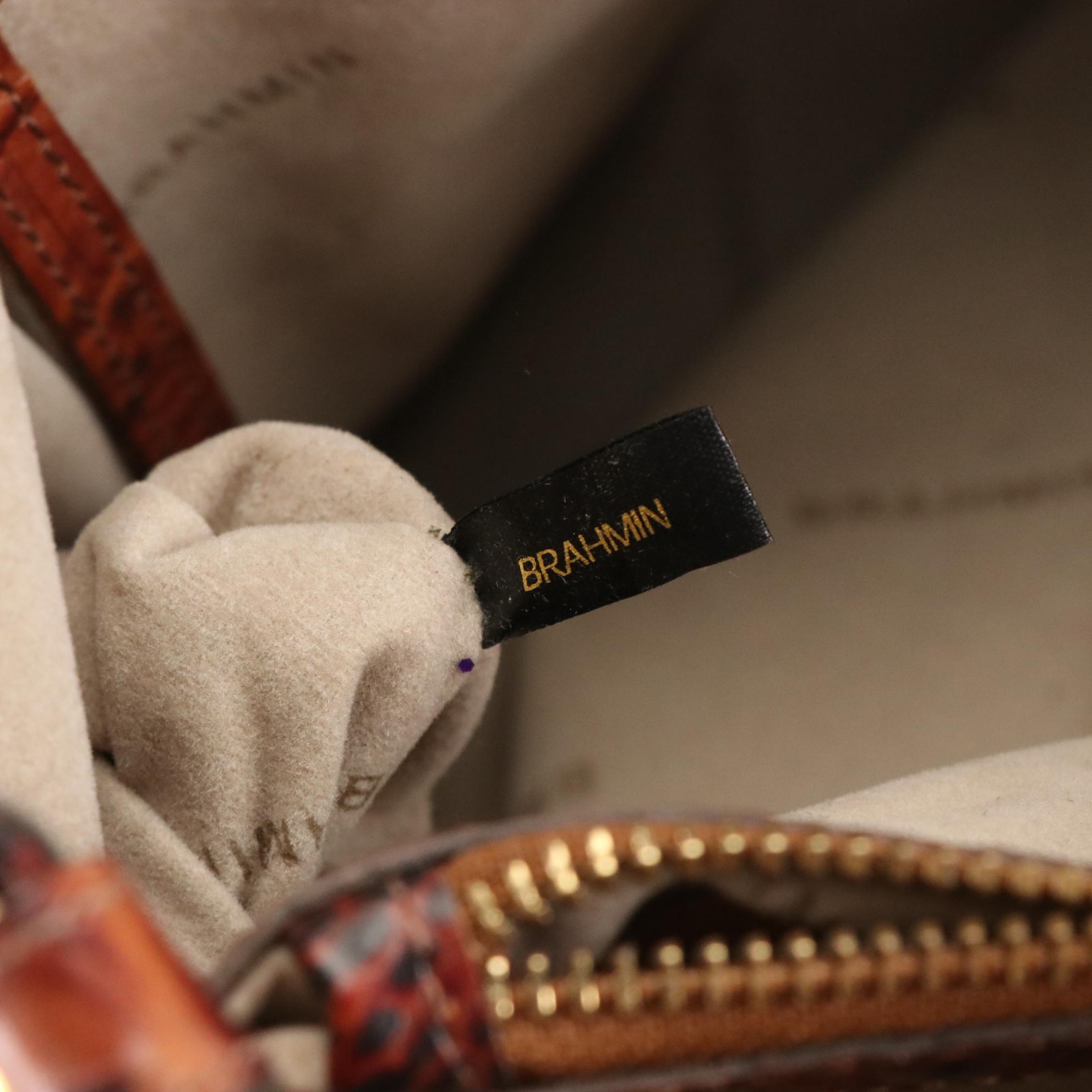 Brahmin Crocodile-Embossed Leather Two-Way Shoulder Bag