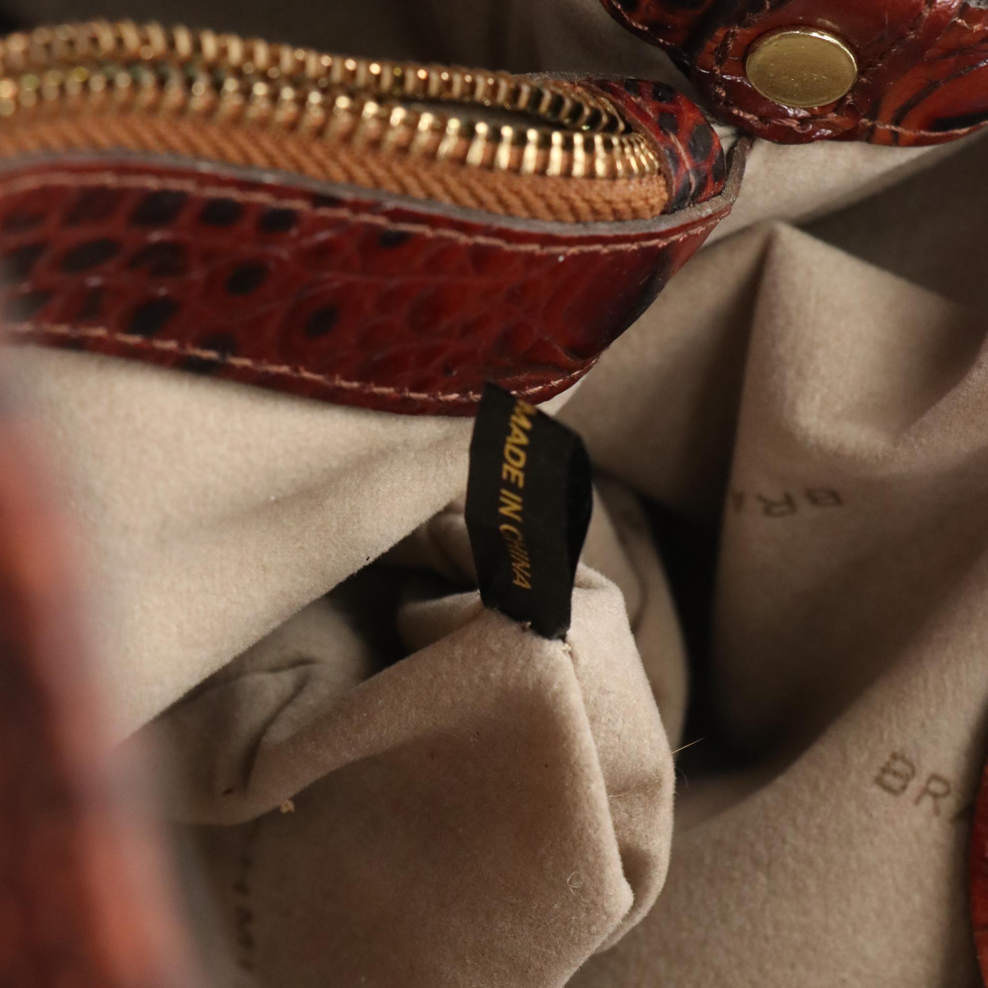 Brahmin Crocodile-Embossed Leather Two-Way Shoulder Bag