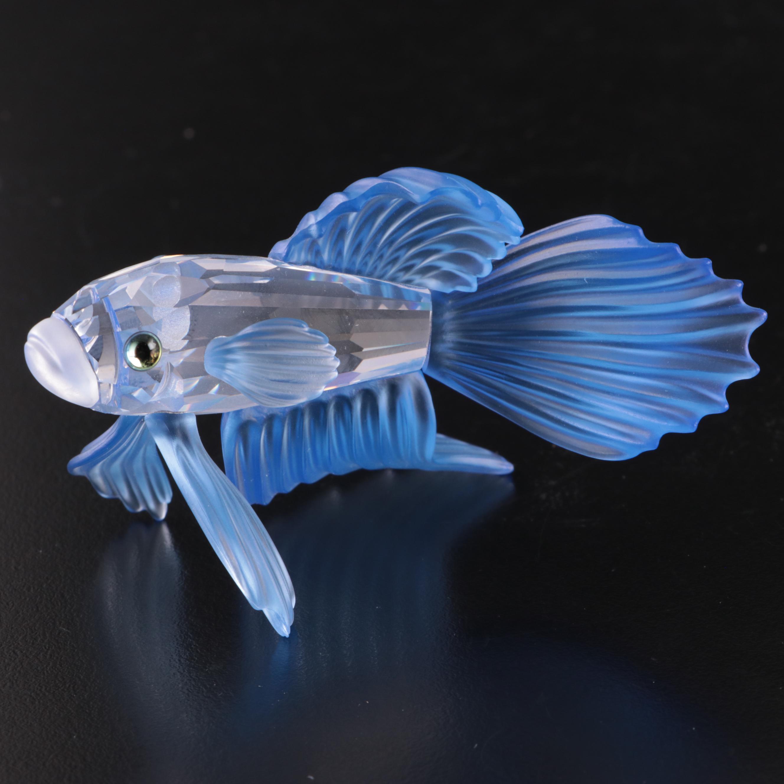 Swarovski Crystal Fish and Conch Figurines, Late 20th Century