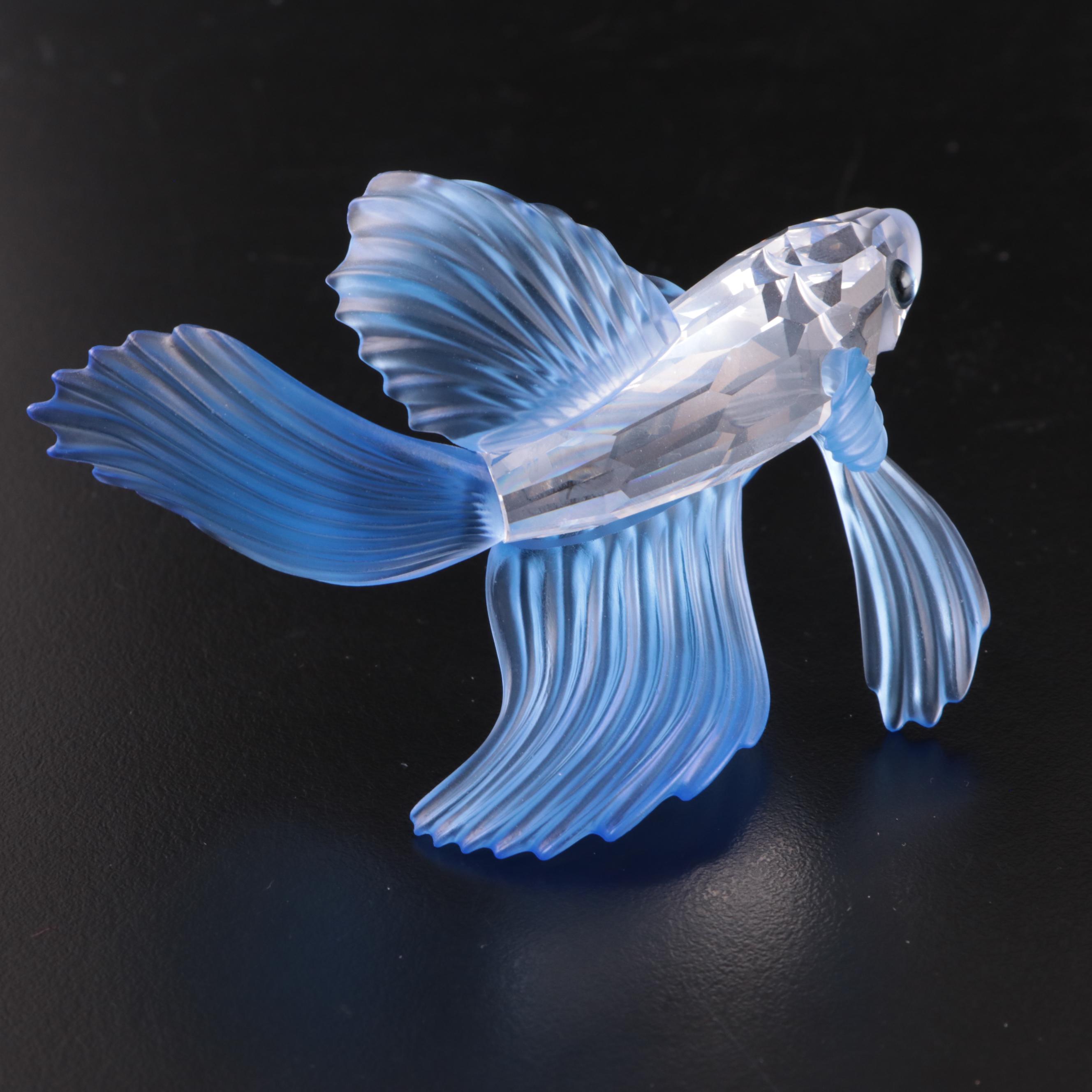 Swarovski Crystal Fish and Conch Figurines, Late 20th Century