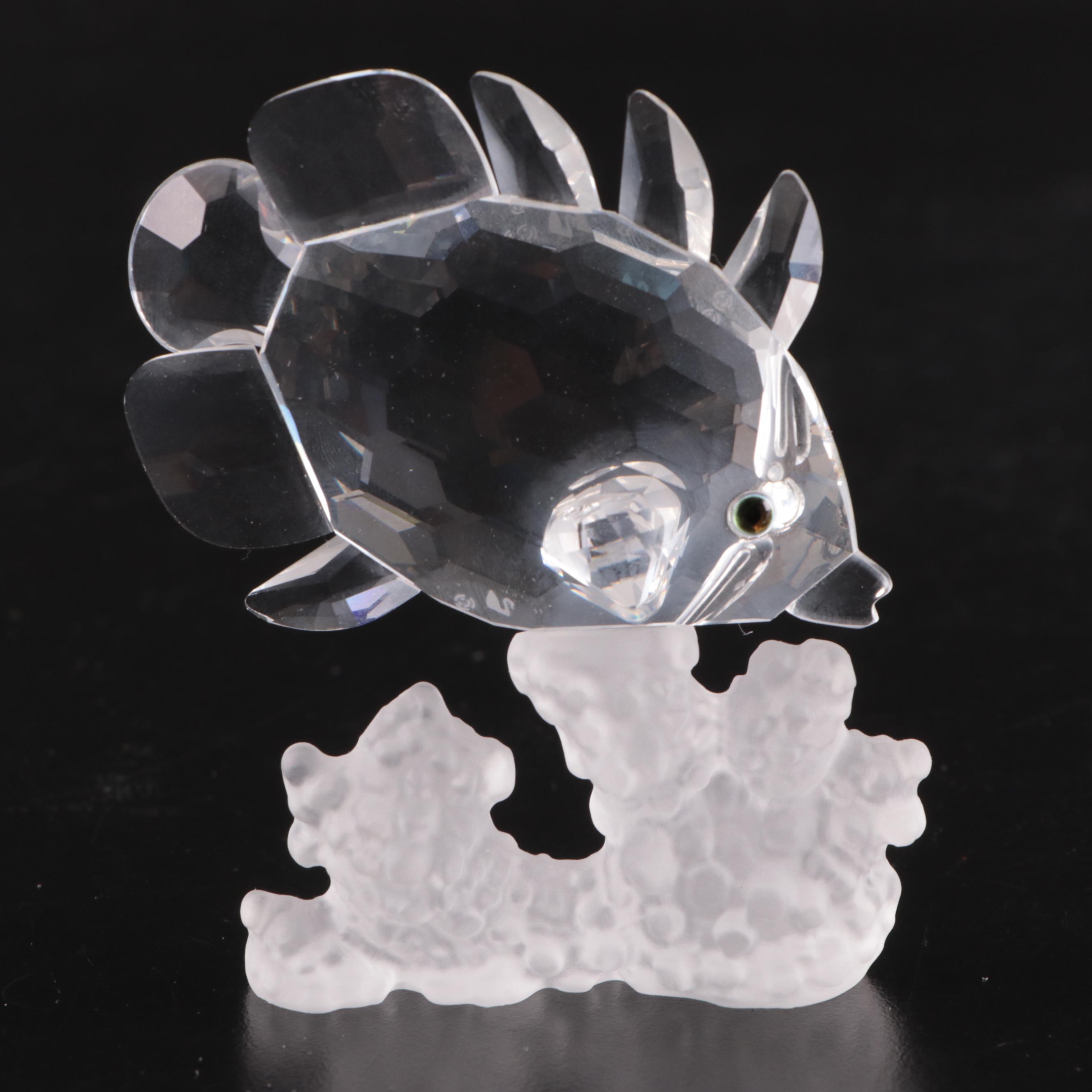 Swarovski Crystal Fish and Conch Figurines, Late 20th Century