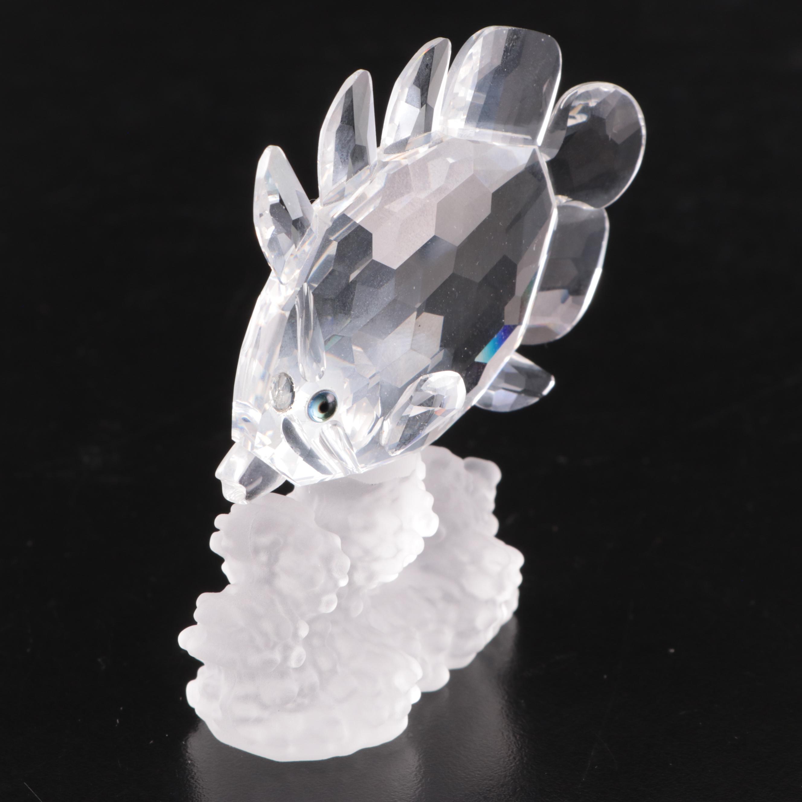Swarovski Crystal Fish and Conch Figurines, Late 20th Century