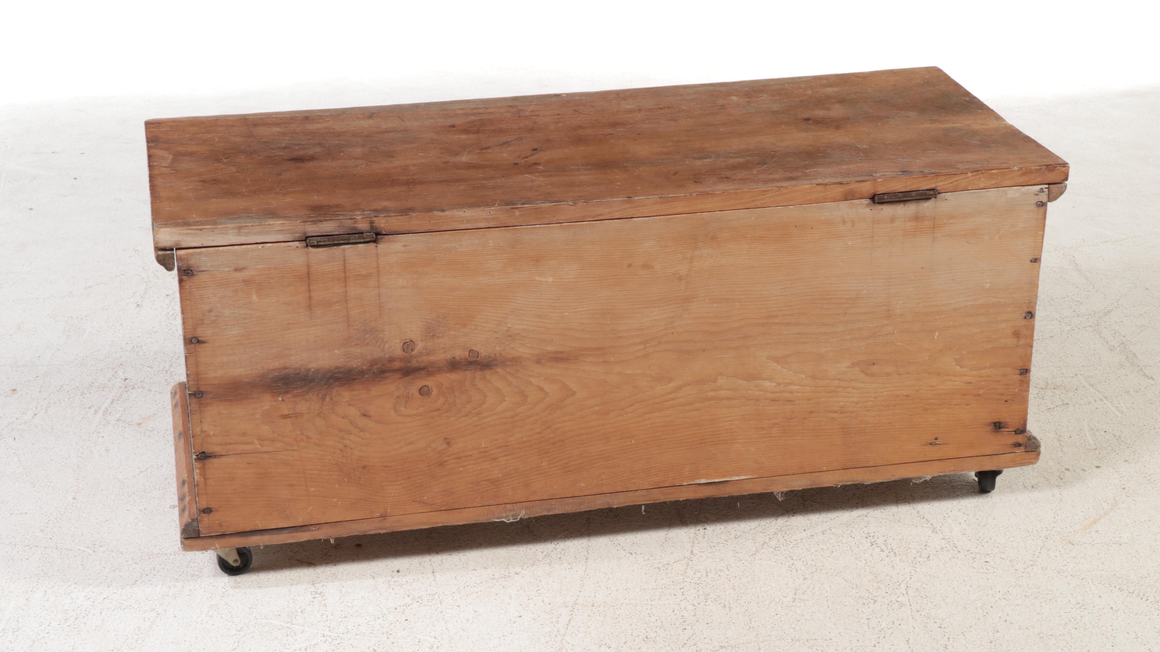 American Primitive Pine Blanket Chest, Mid to Late 19th Century