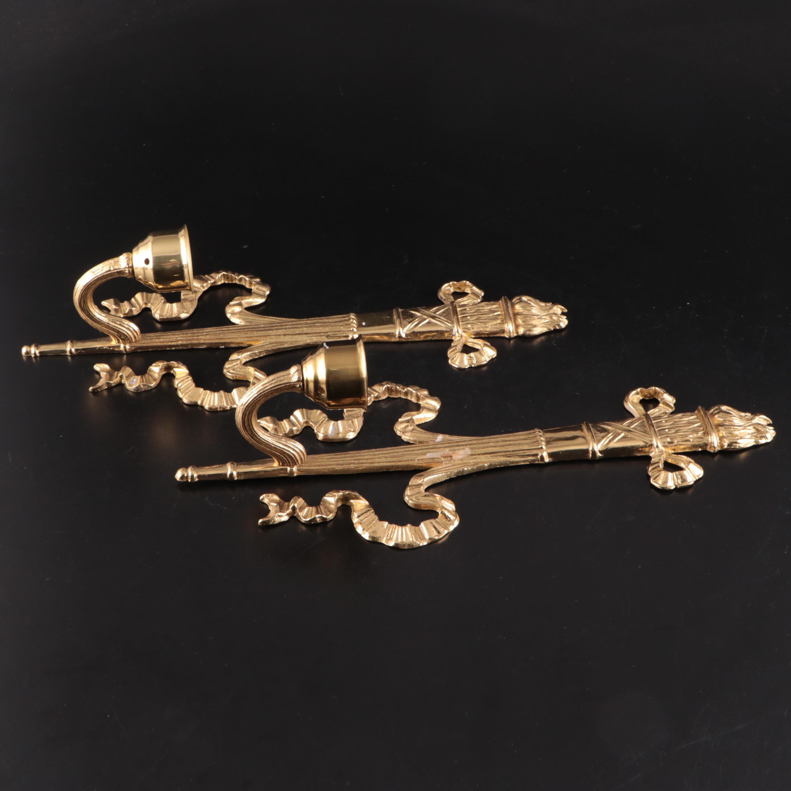 Pair of Neoclassical Style Candle Sconces with Hurricane Shades