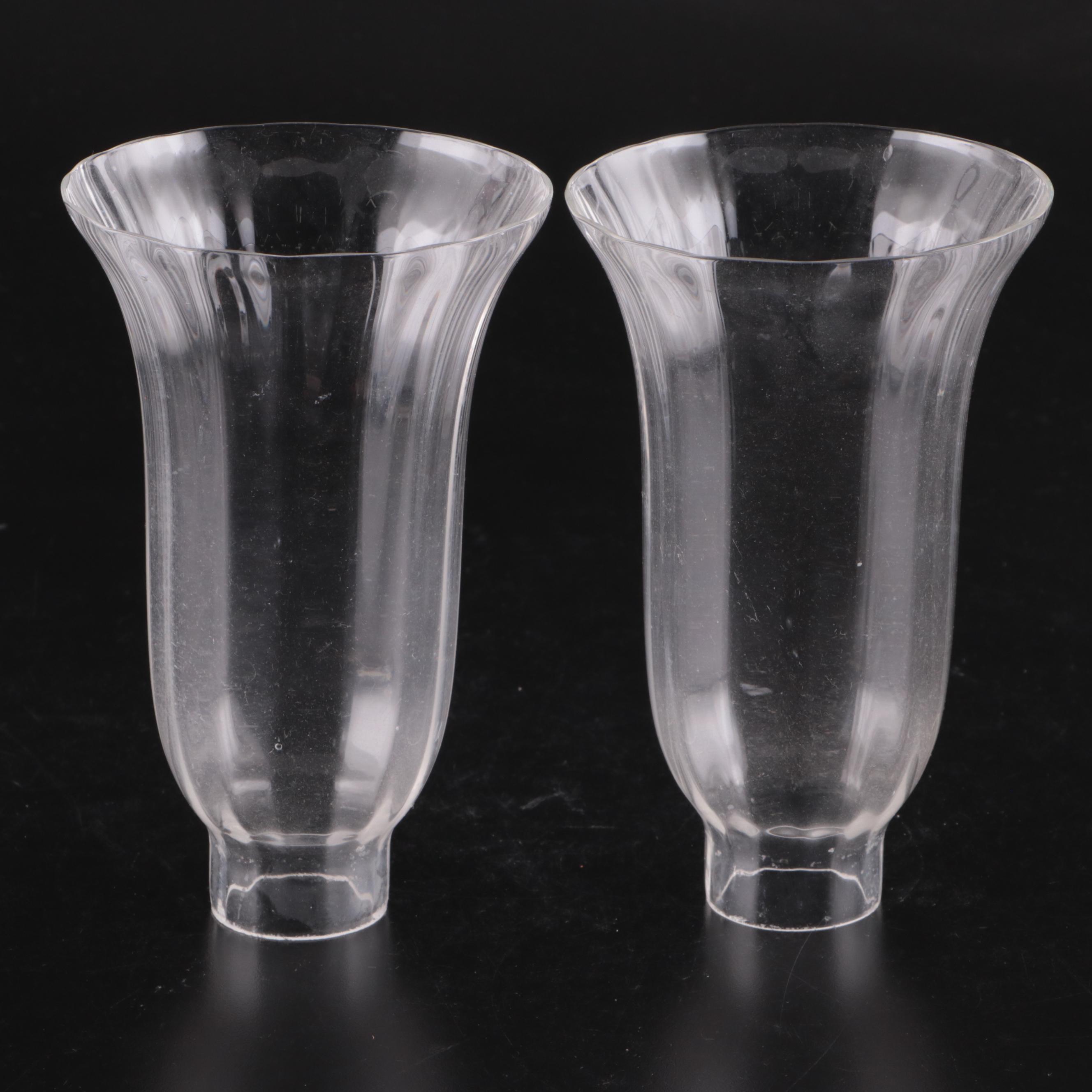 Pair of Neoclassical Style Candle Sconces with Hurricane Shades