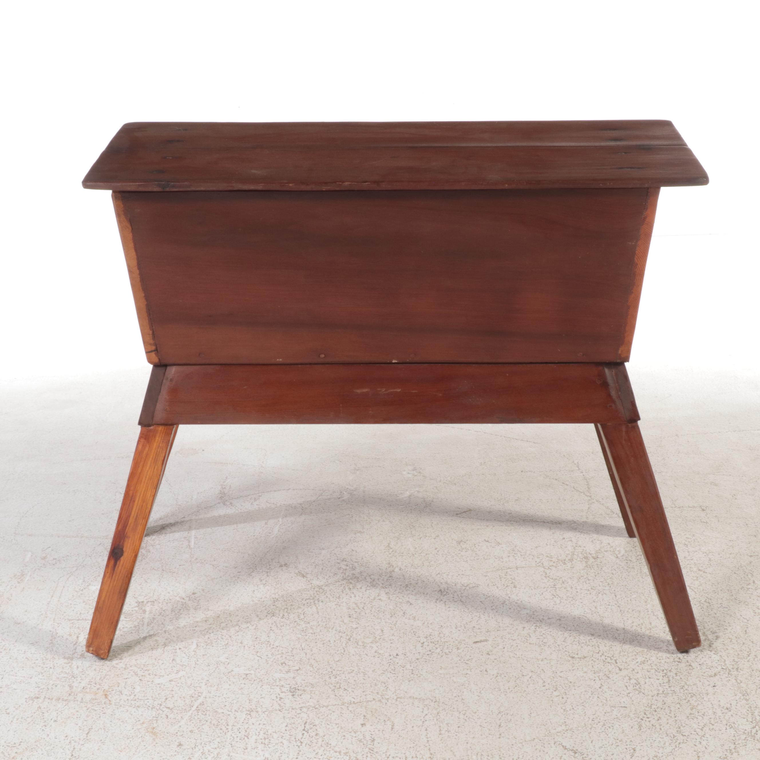 American Primitive Poplar and Pine Dough Box/Side Table, Mid-19th Century